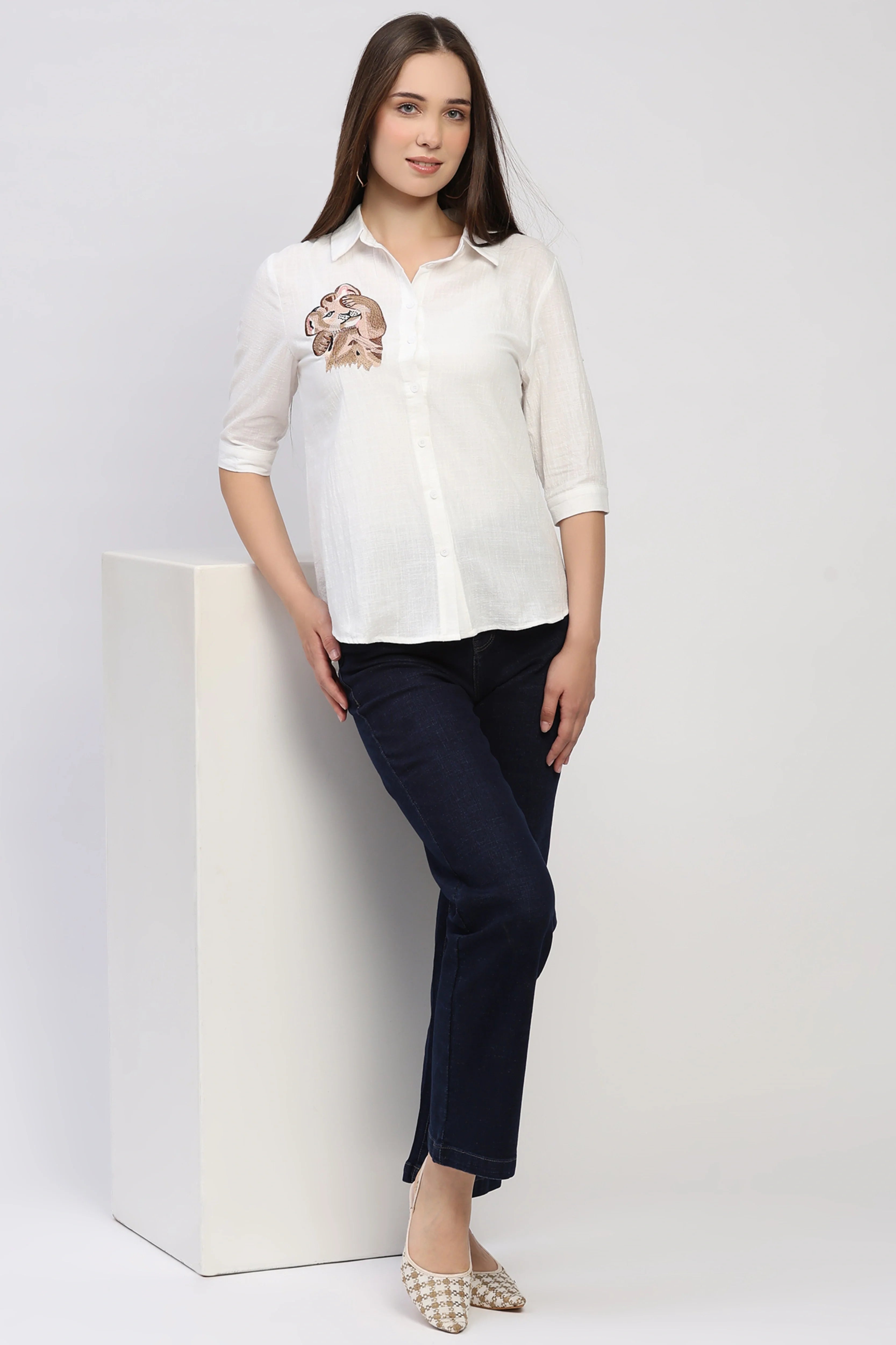 White Embroidered Shirt