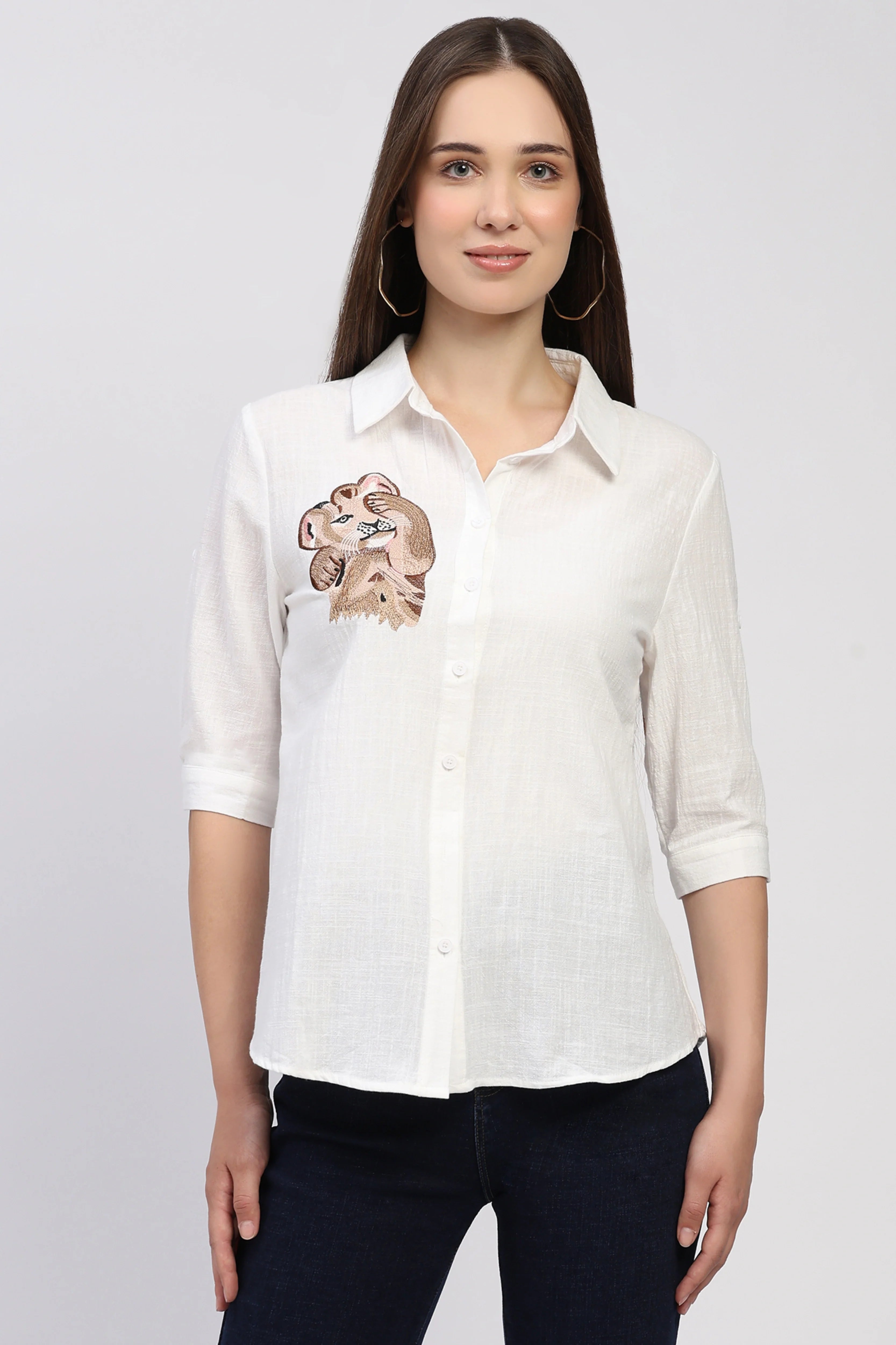 White Embroidered Shirt