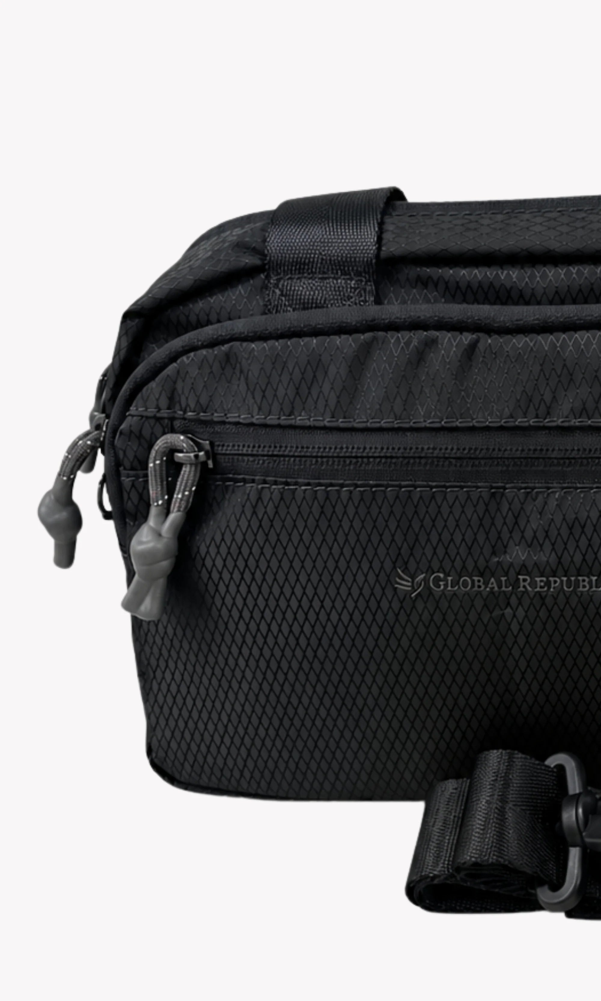 Black Quilted Utility Sling Bag-Global Republic