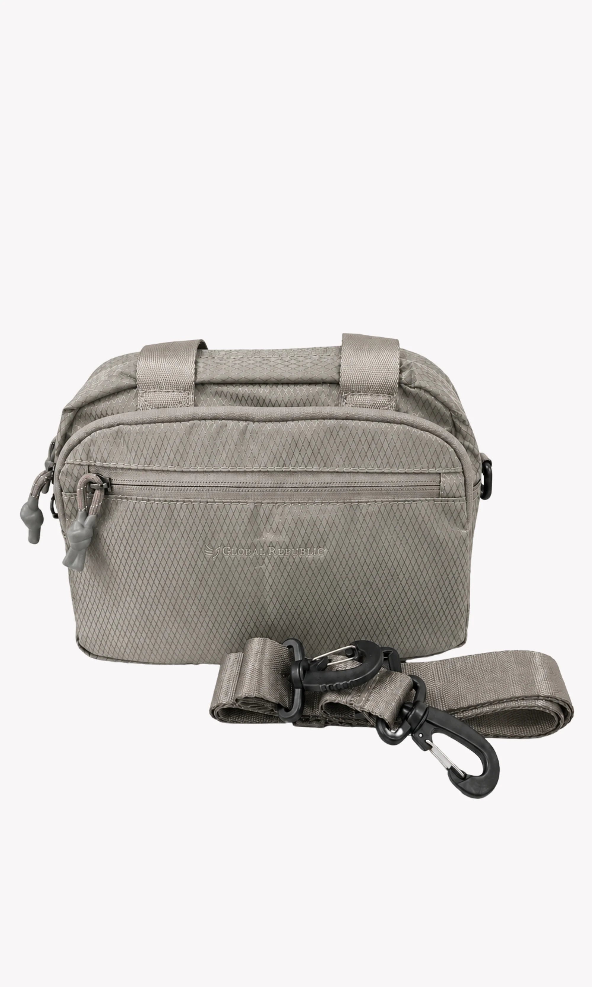 Grey Quilted Utility Sling Bag-Global Republic
