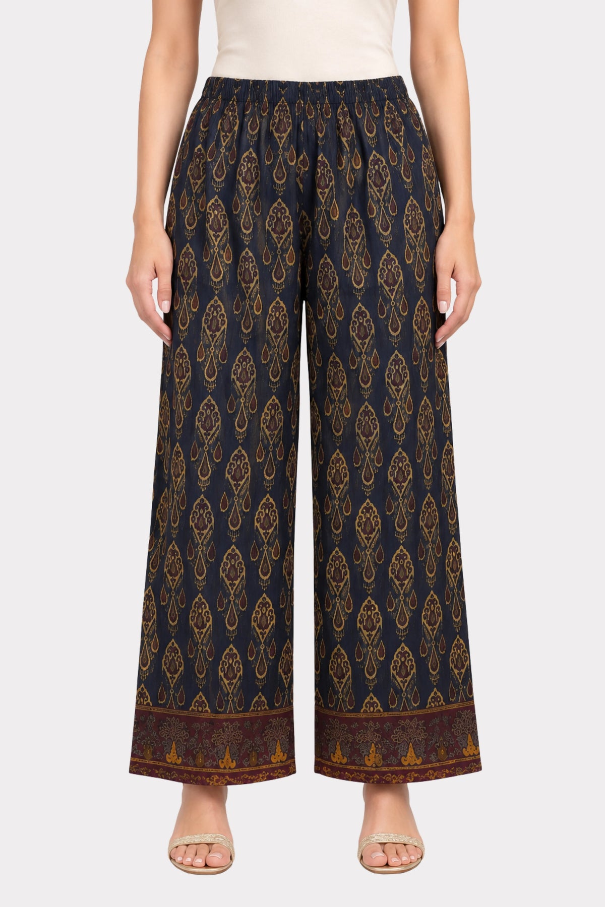 Black Ethnic Printed Modal Crepe Co-ord Set-Global Republic