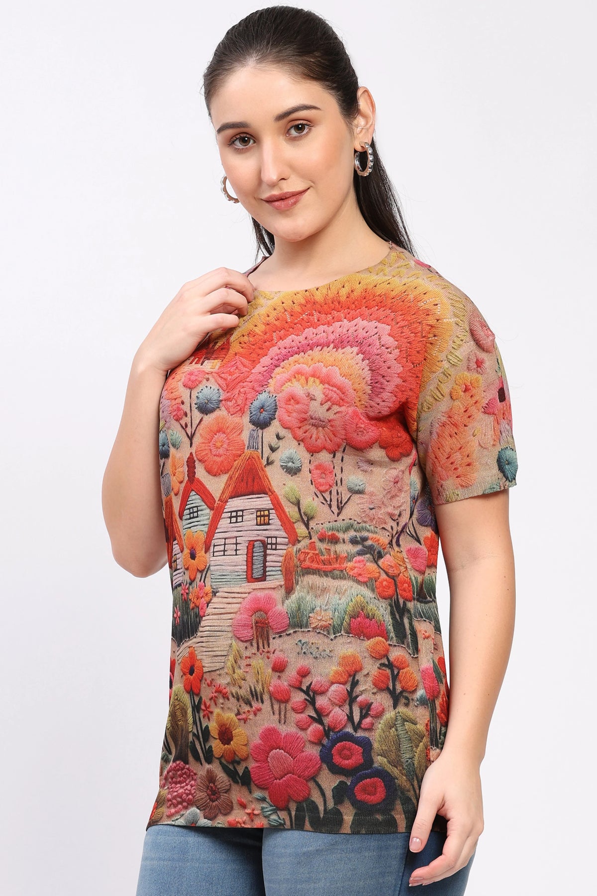Floral Knit Winter Top-Global Republic
