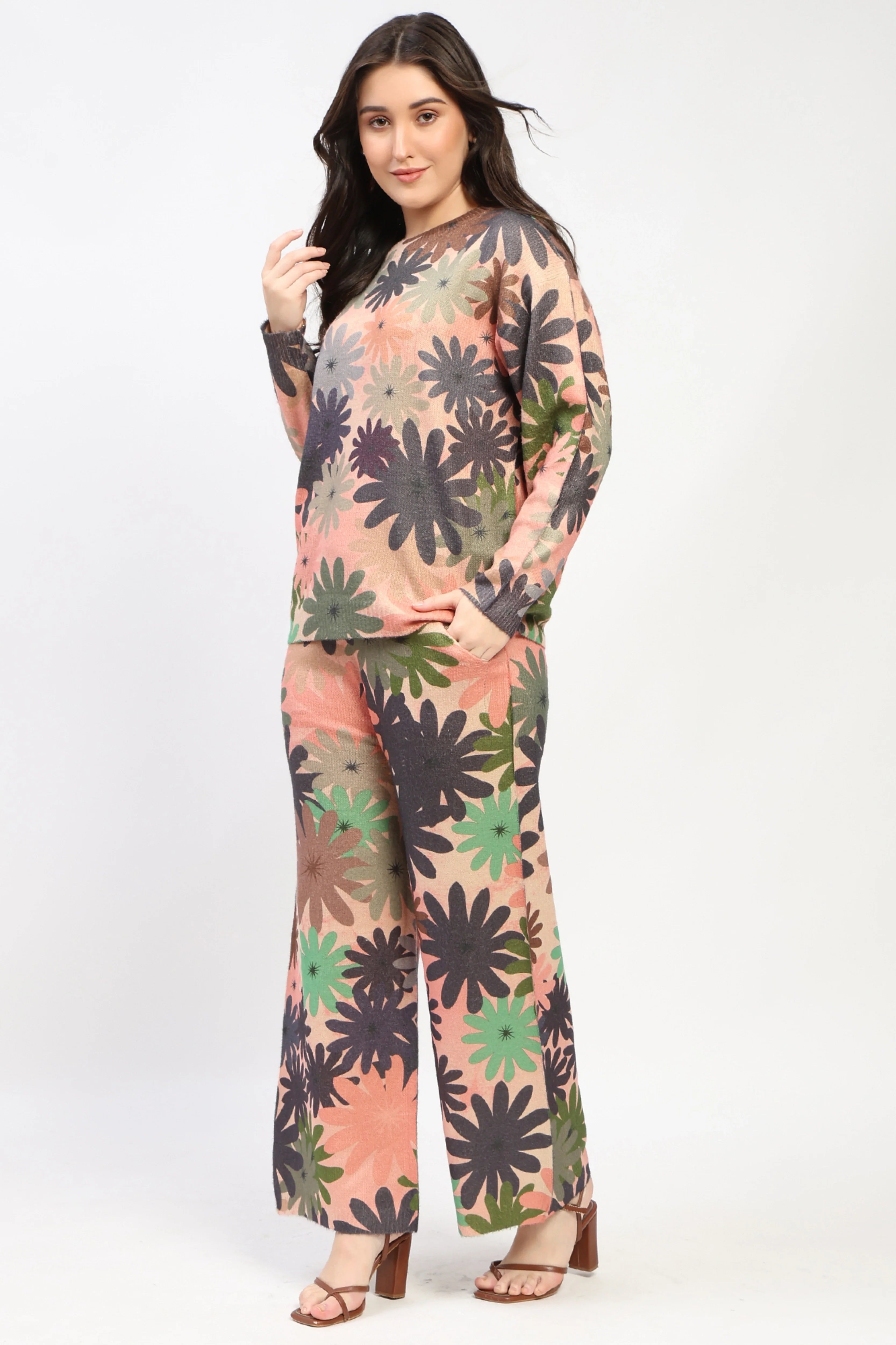 Pink Floral Winter Co-ord Set-Global Republic