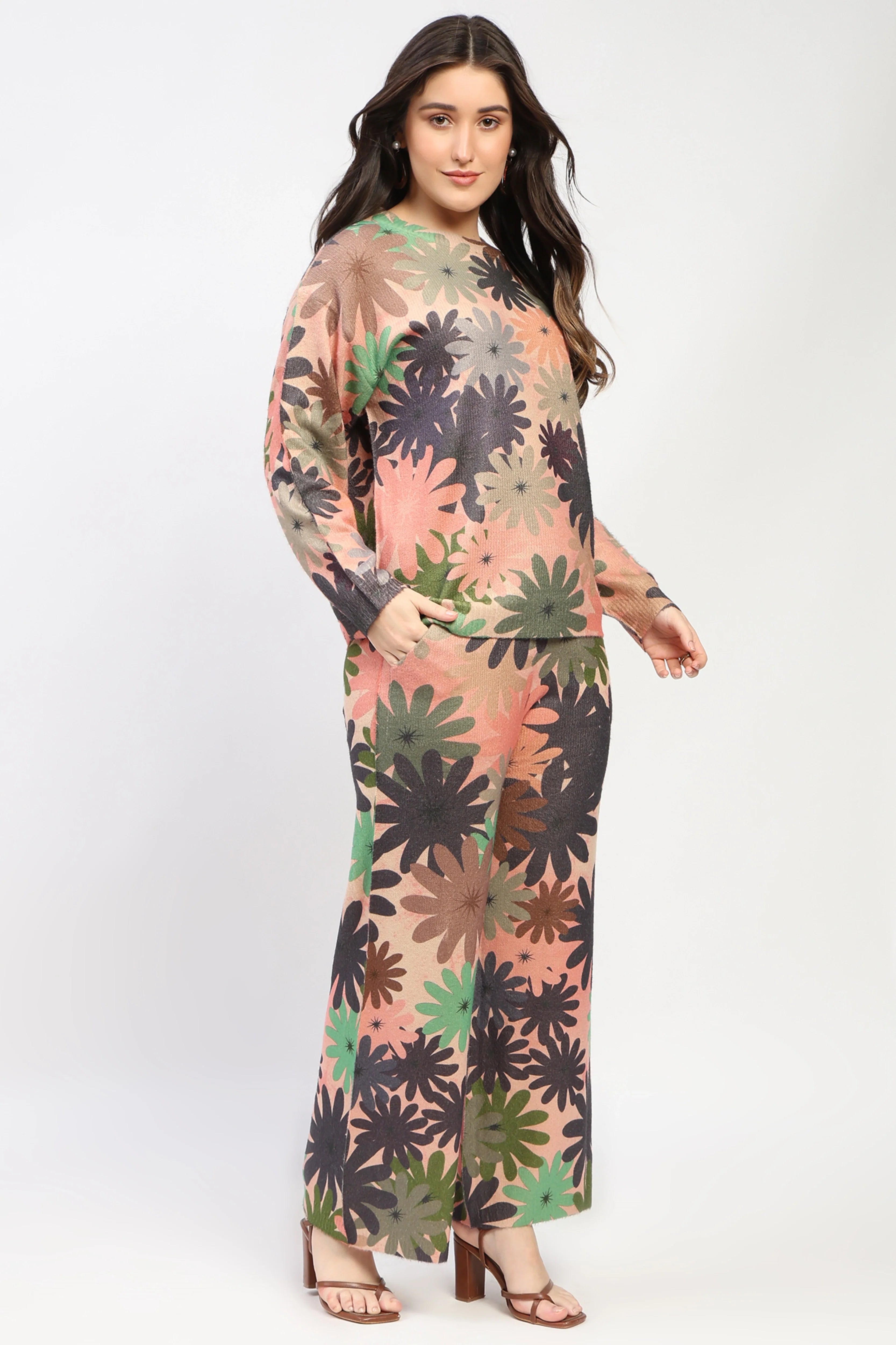 Pink Floral Winter Co-ord Set-Global Republic