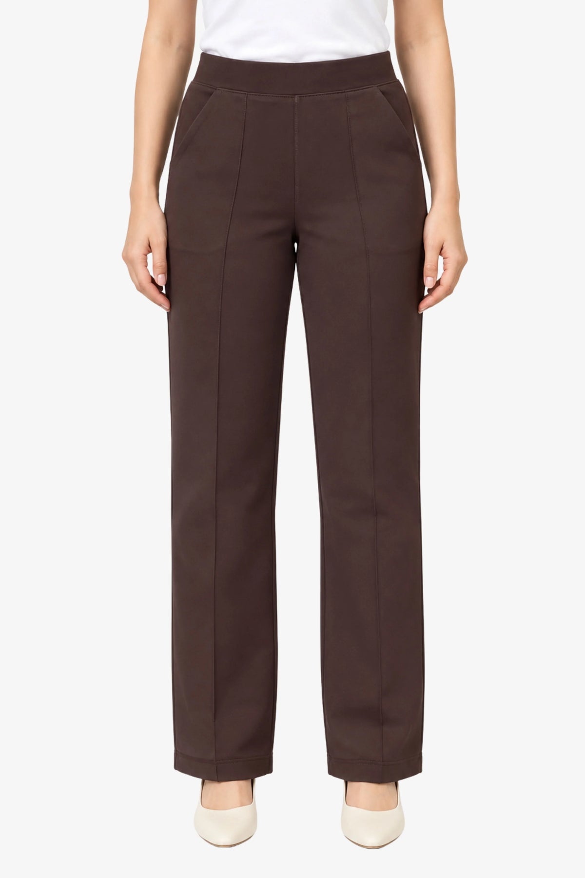 Brown Stretchable Jegging Trousers-Global Republic