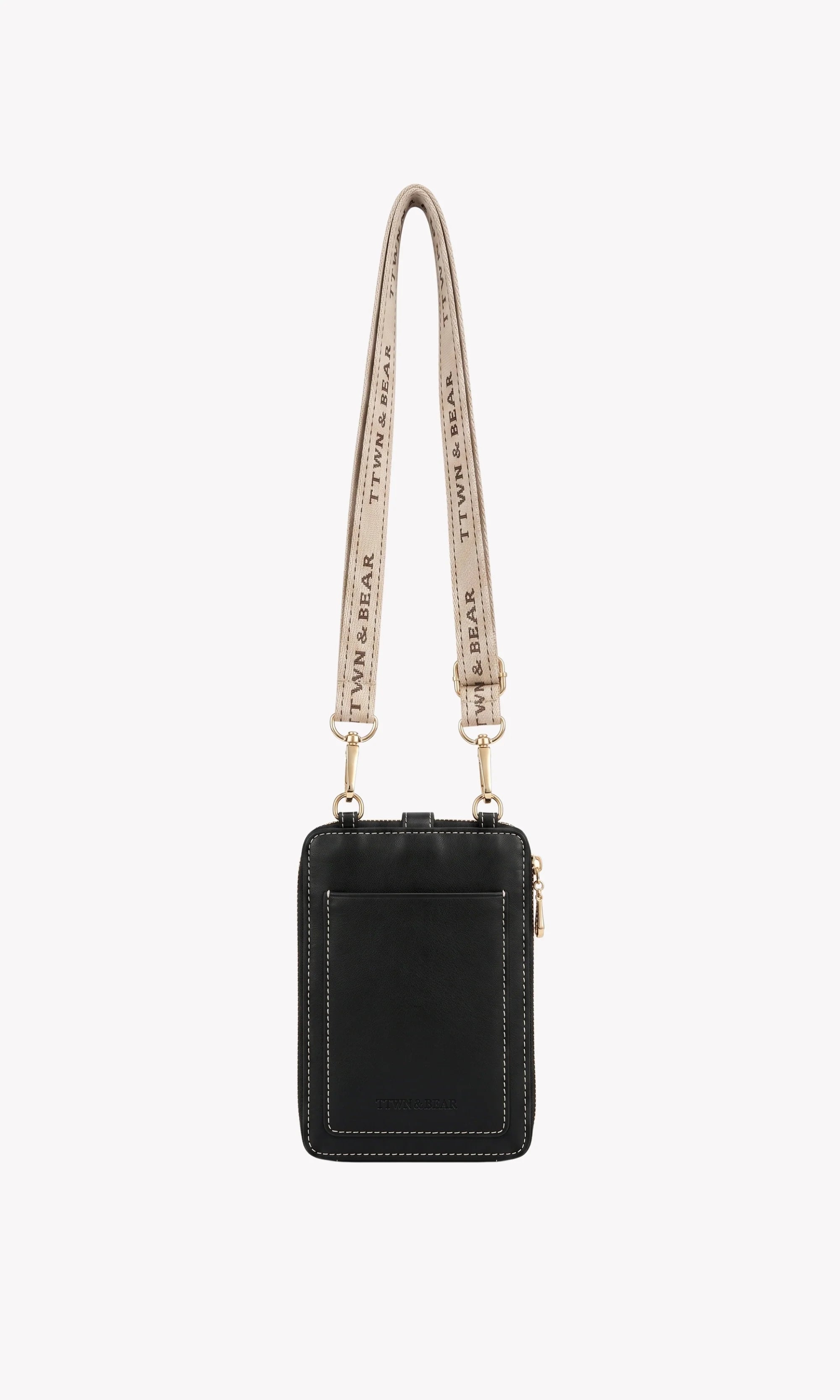 Beige & Black Mobile Sling Bag-Global Republic