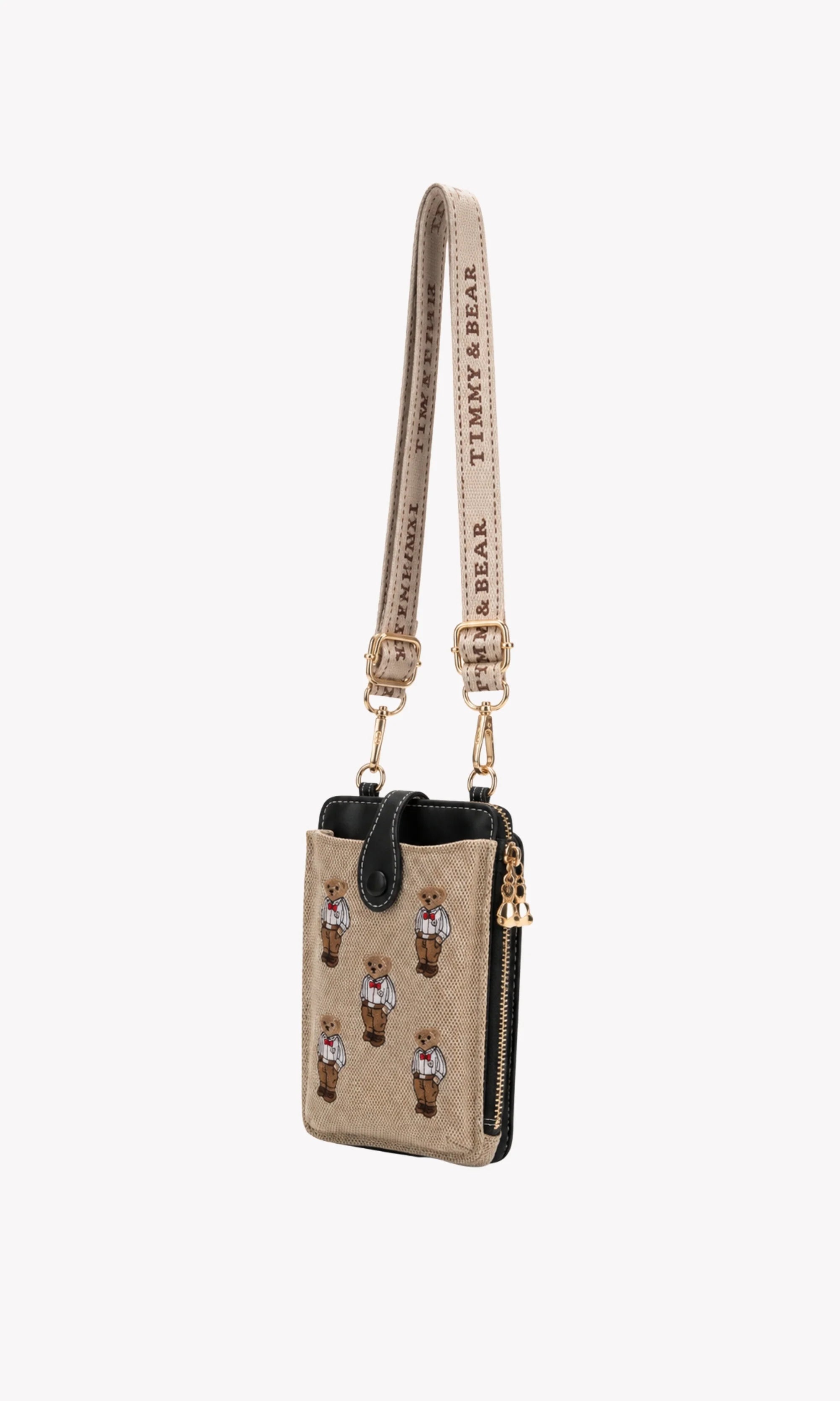 Beige & Black Mobile Sling Bag-Global Republic