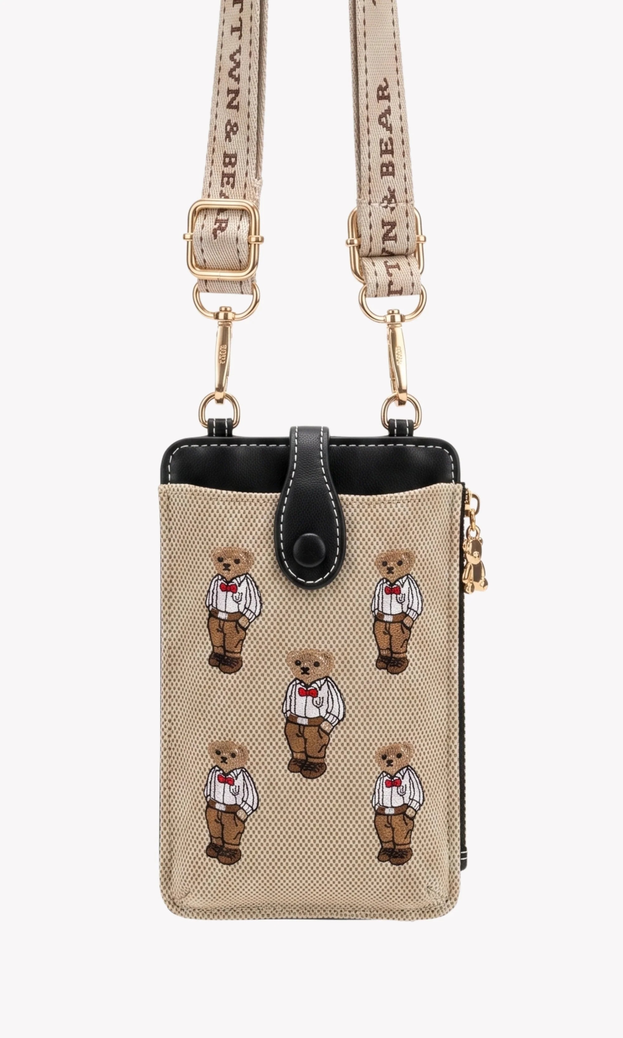 Beige & Black Mobile Sling Bag-Global Republic