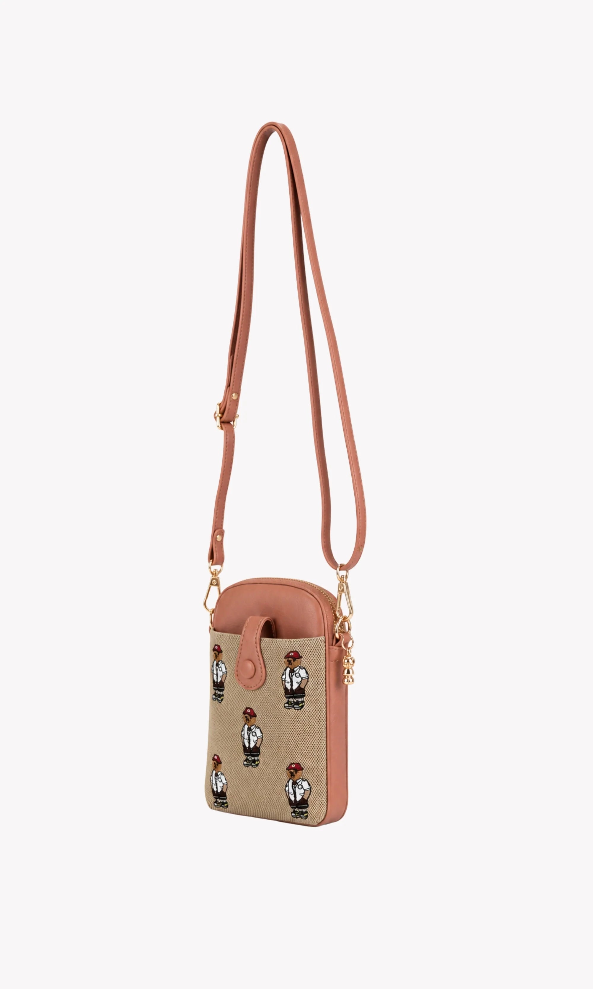 Beige & Pink Mobile Sling Bag-Global Republic