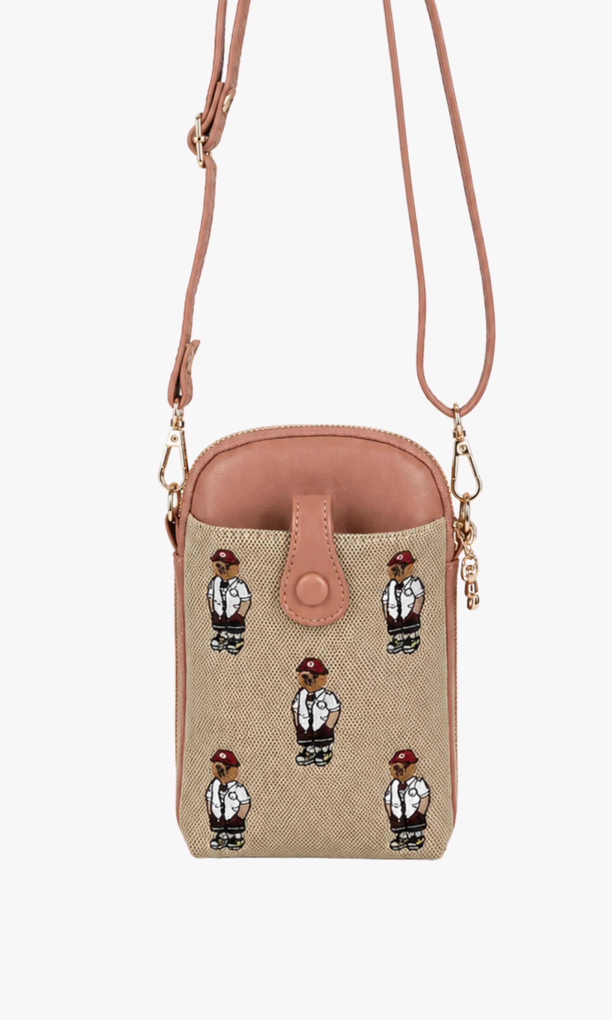 Beige & Pink Mobile Sling Bag-Global Republic