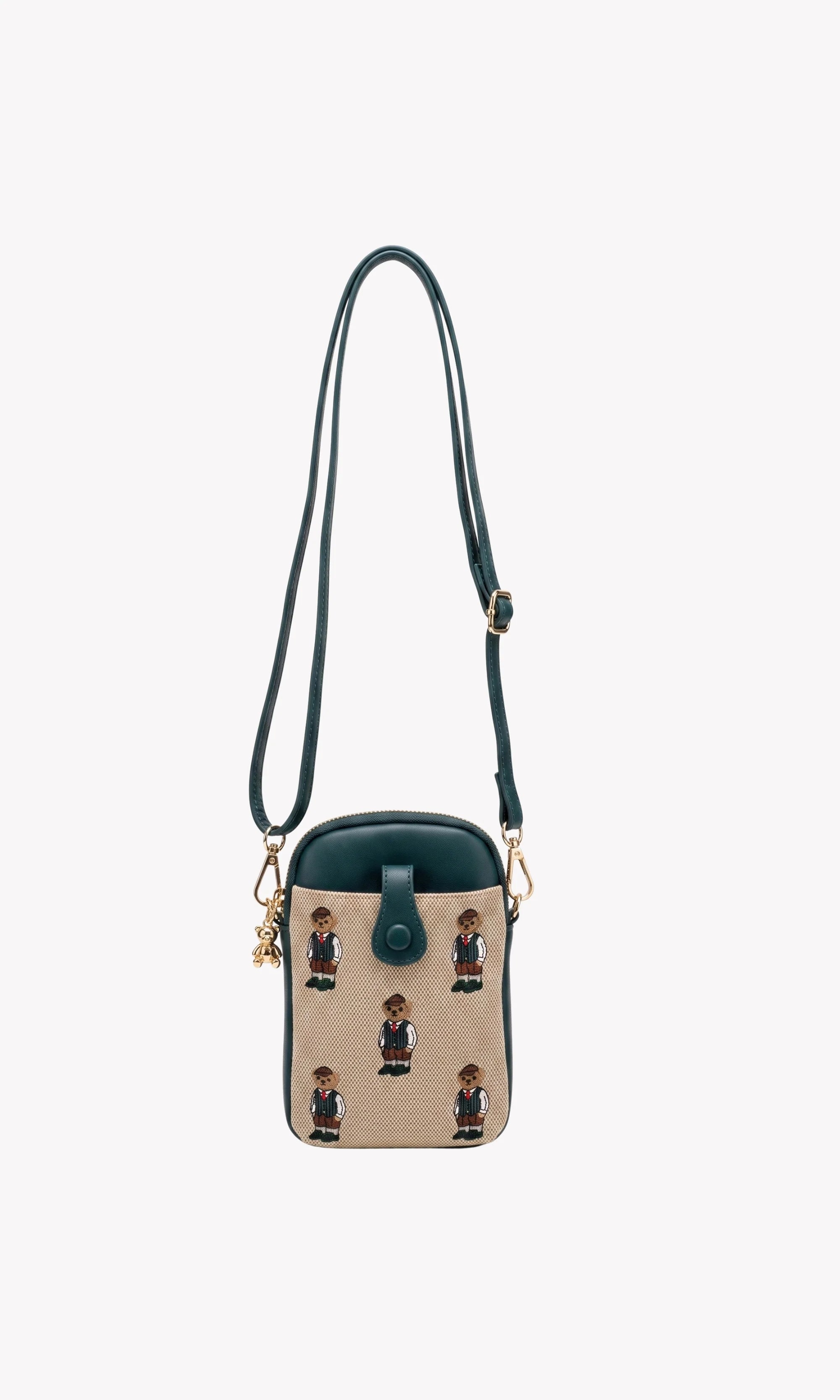 Beige & Green Mobile Sling Bag-Global Republic