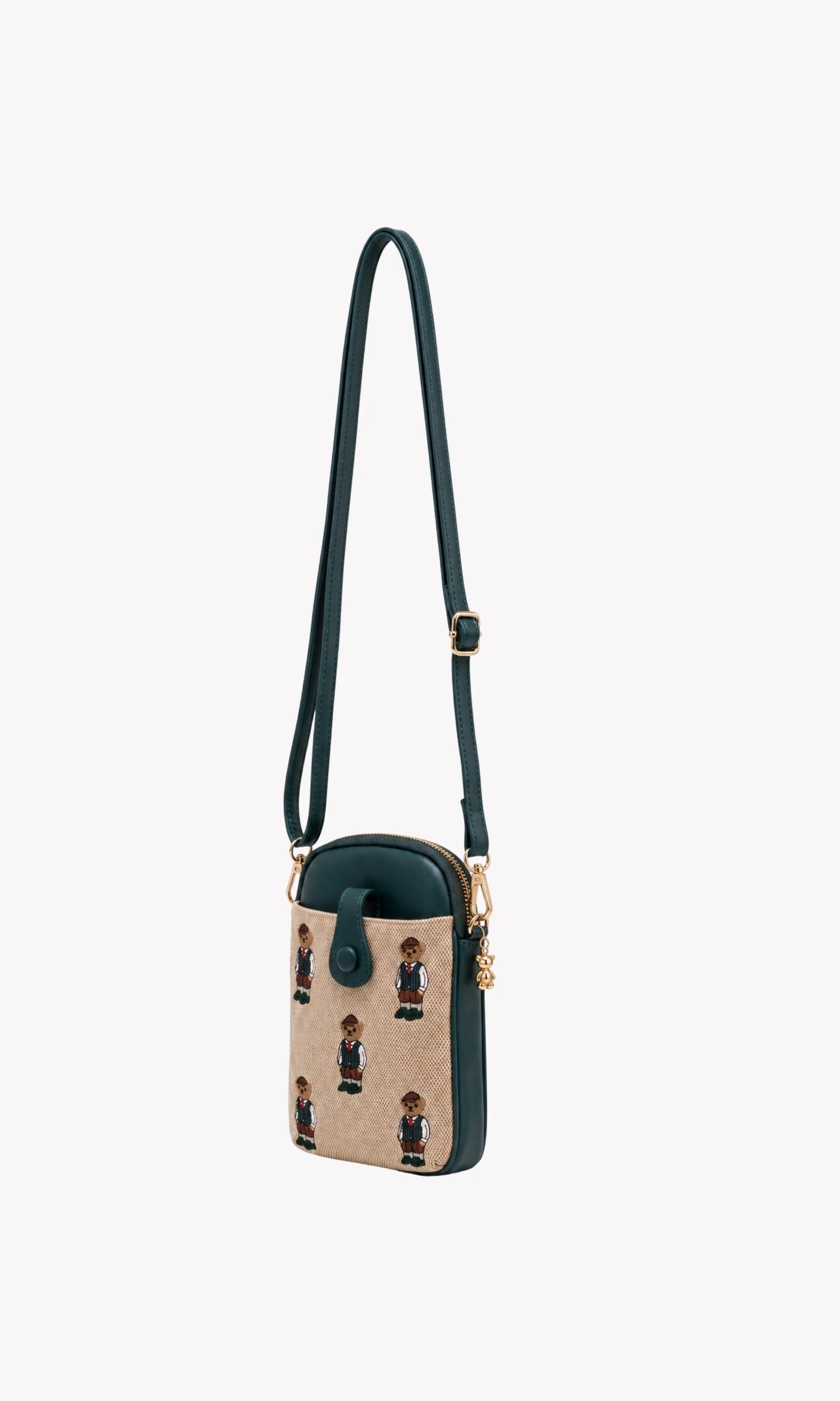 Beige & Green Mobile Sling Bag-Global Republic