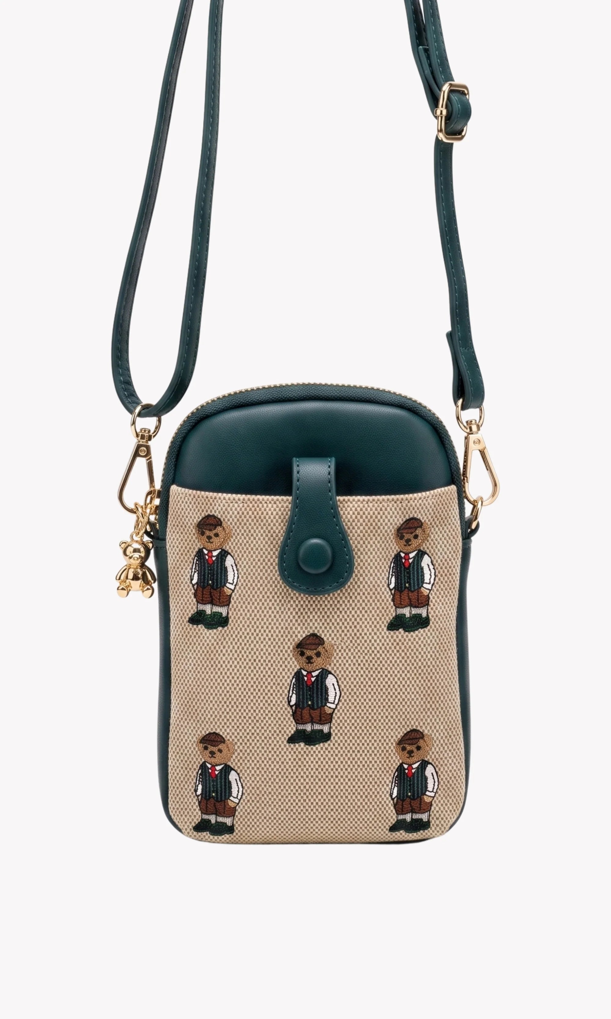 Beige & Green Mobile Sling Bag-Global Republic