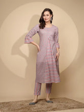 Pink Cotton Regular Fit Kurta Set For Women