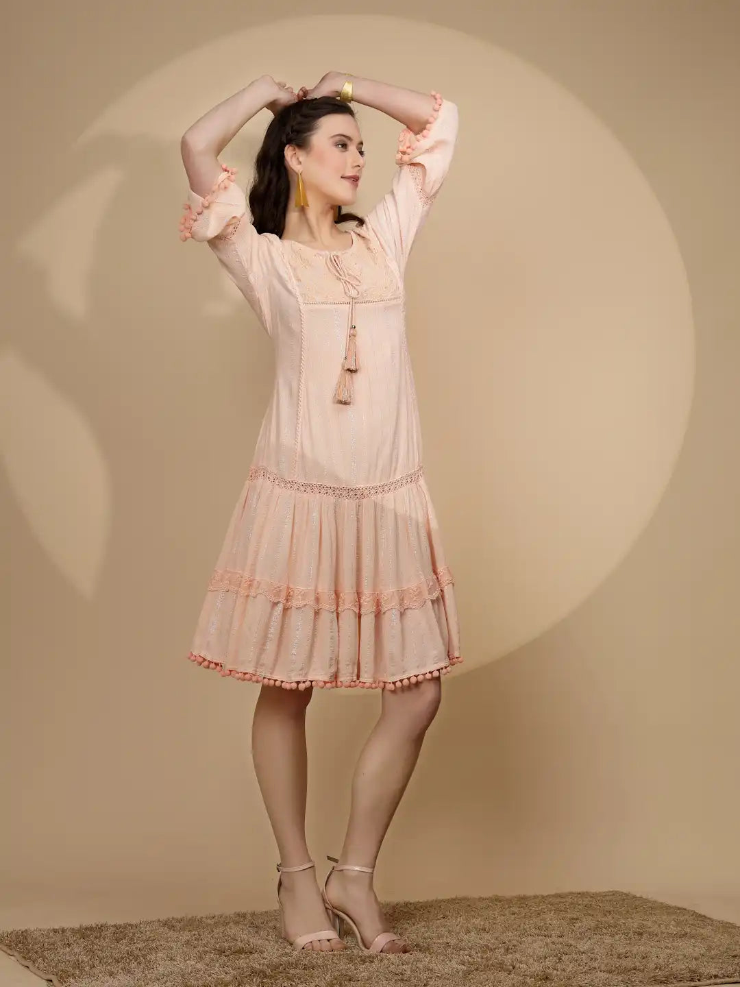 Peach Cotton Regular Fit Kurta - Global Republic