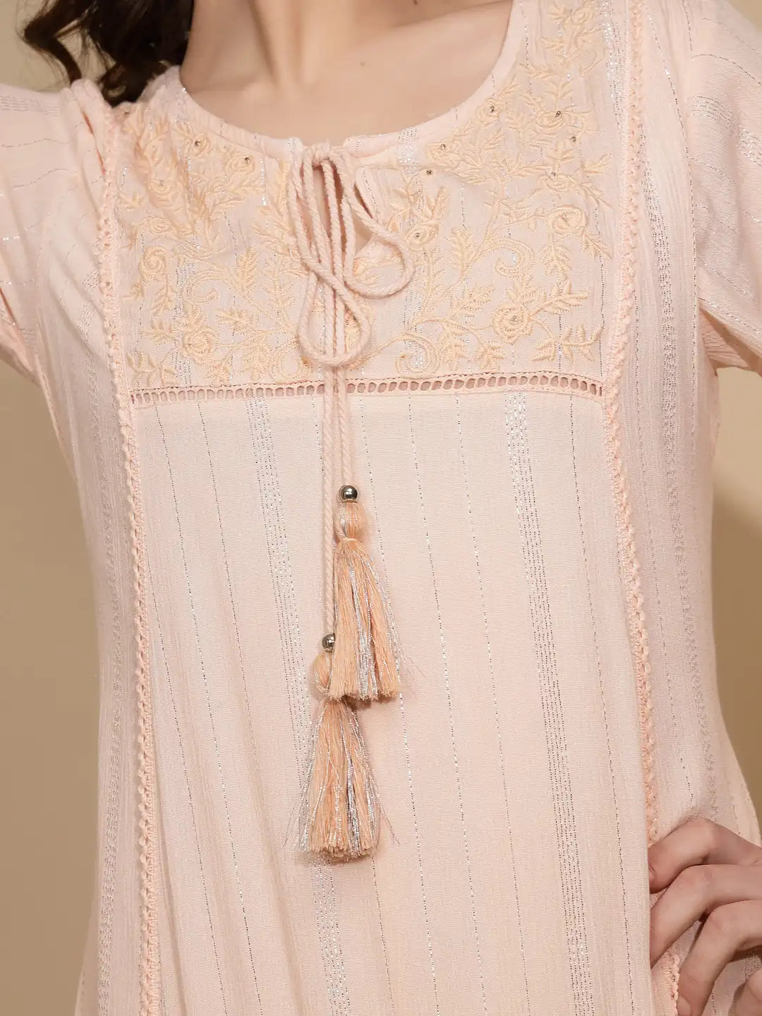 Peach Cotton Regular Fit Kurta - Global Republic