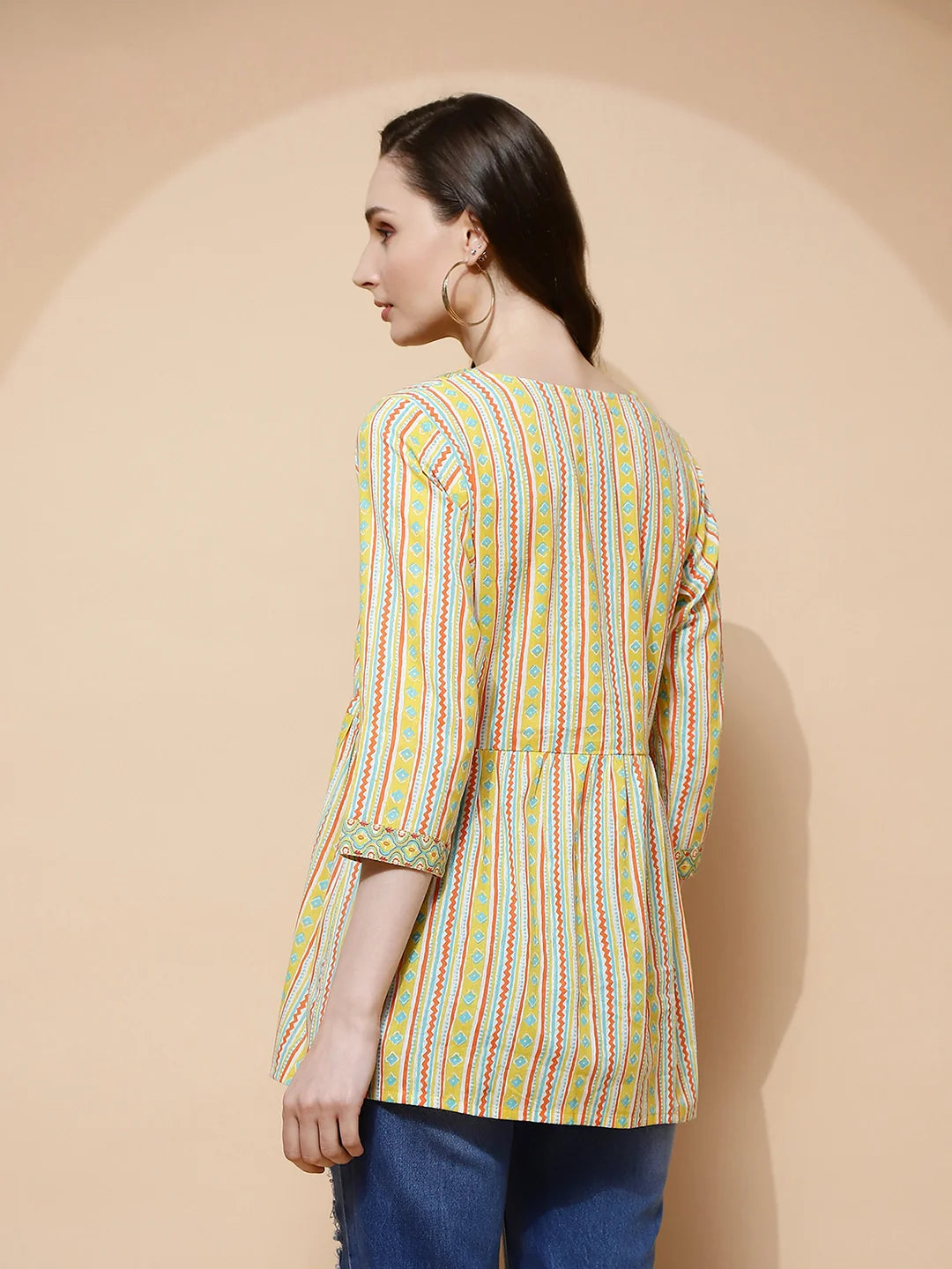 Lemon Cotton Regular Fit Kurta For Women - Global Republic