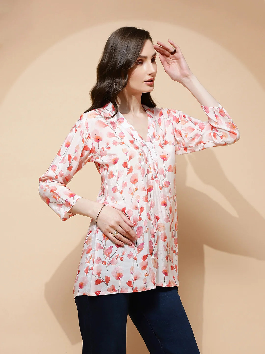 Pink Floral  Tunic - Global Republic