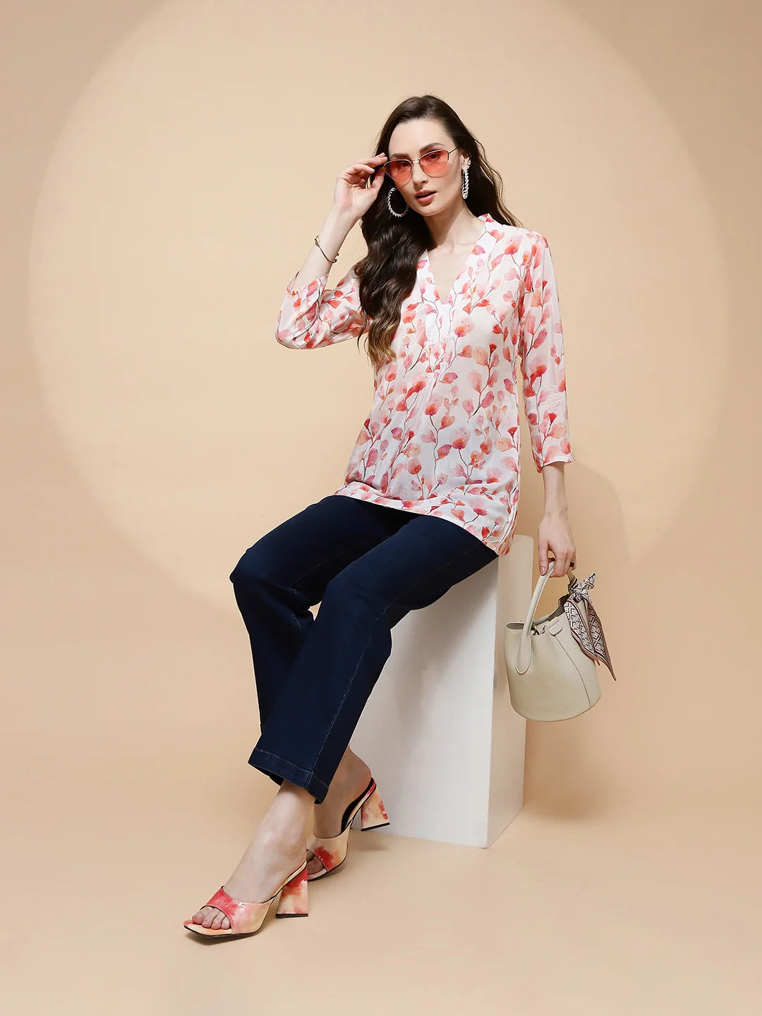 Pink Floral  Tunic - Global Republic