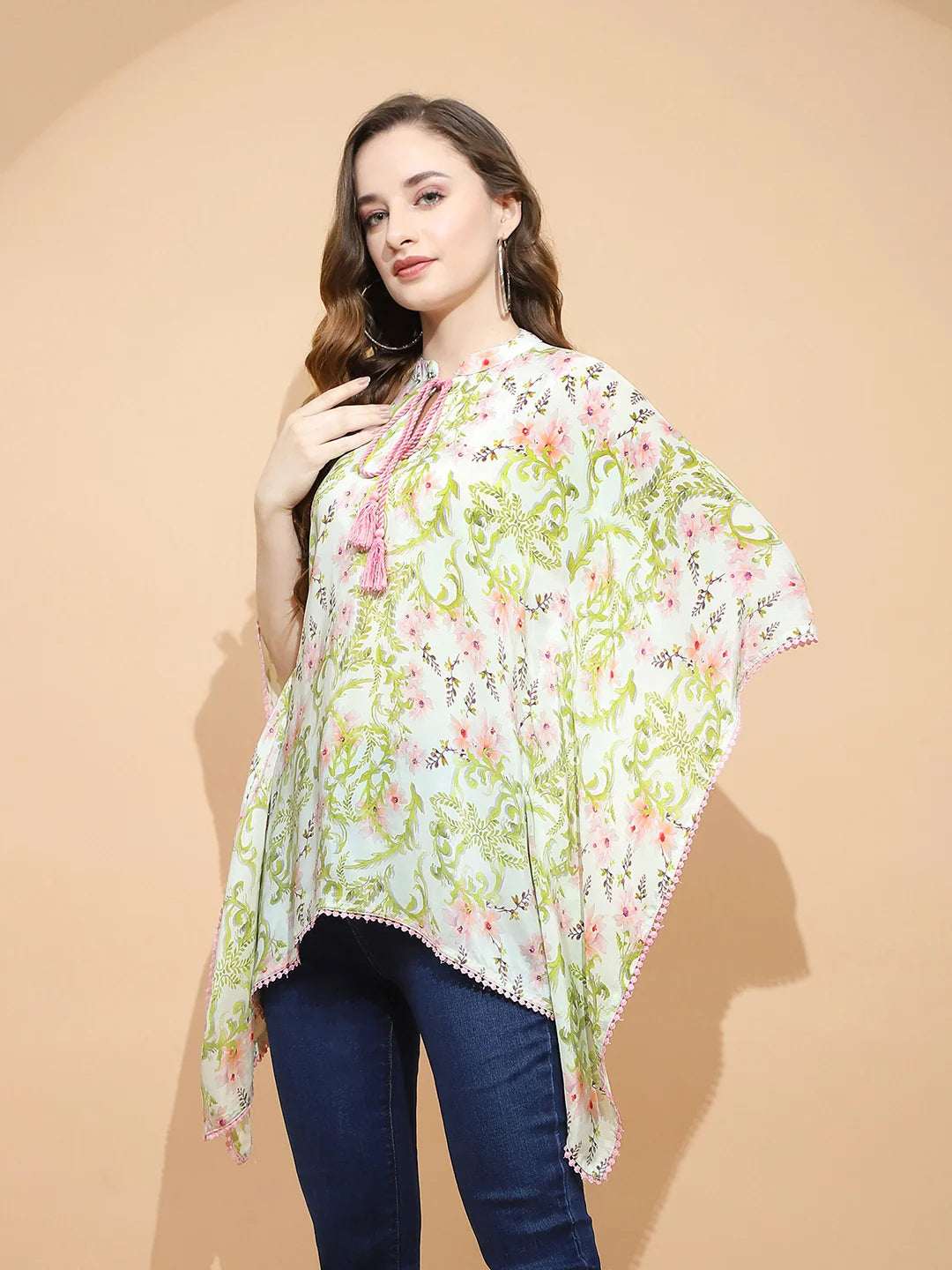 Lemon Green Polyester Blend Loose Fit Top For Women - Global Republic #