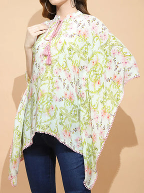 Lemon Green Polyester Blend Loose Fit Top For Women