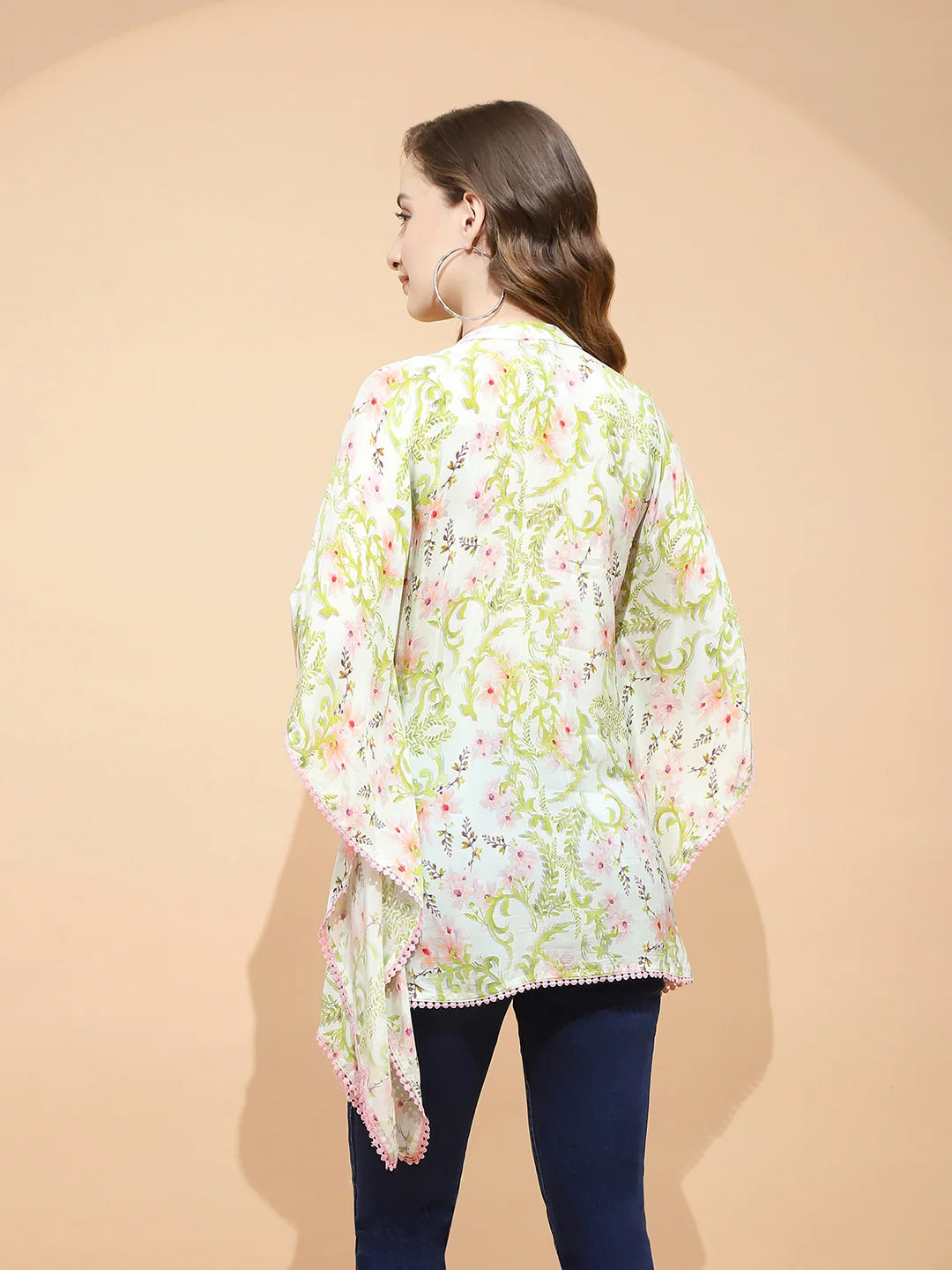Lemon Green Polyester Blend Loose Fit Top For Women