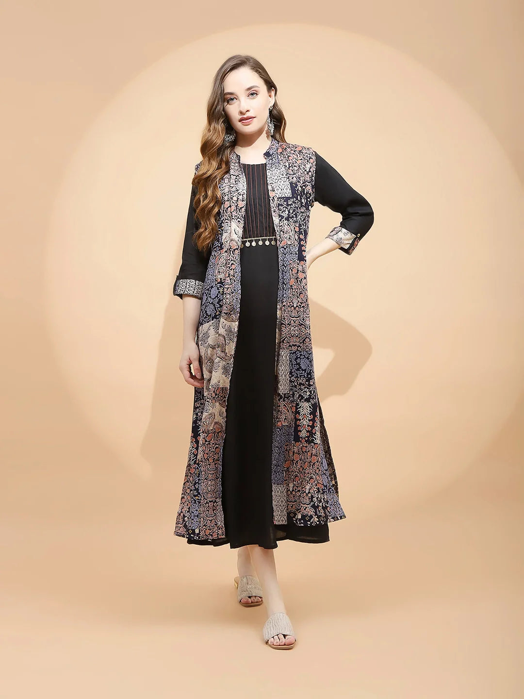 Black Rayon Loose Fit Dress For Women - Global Republic #