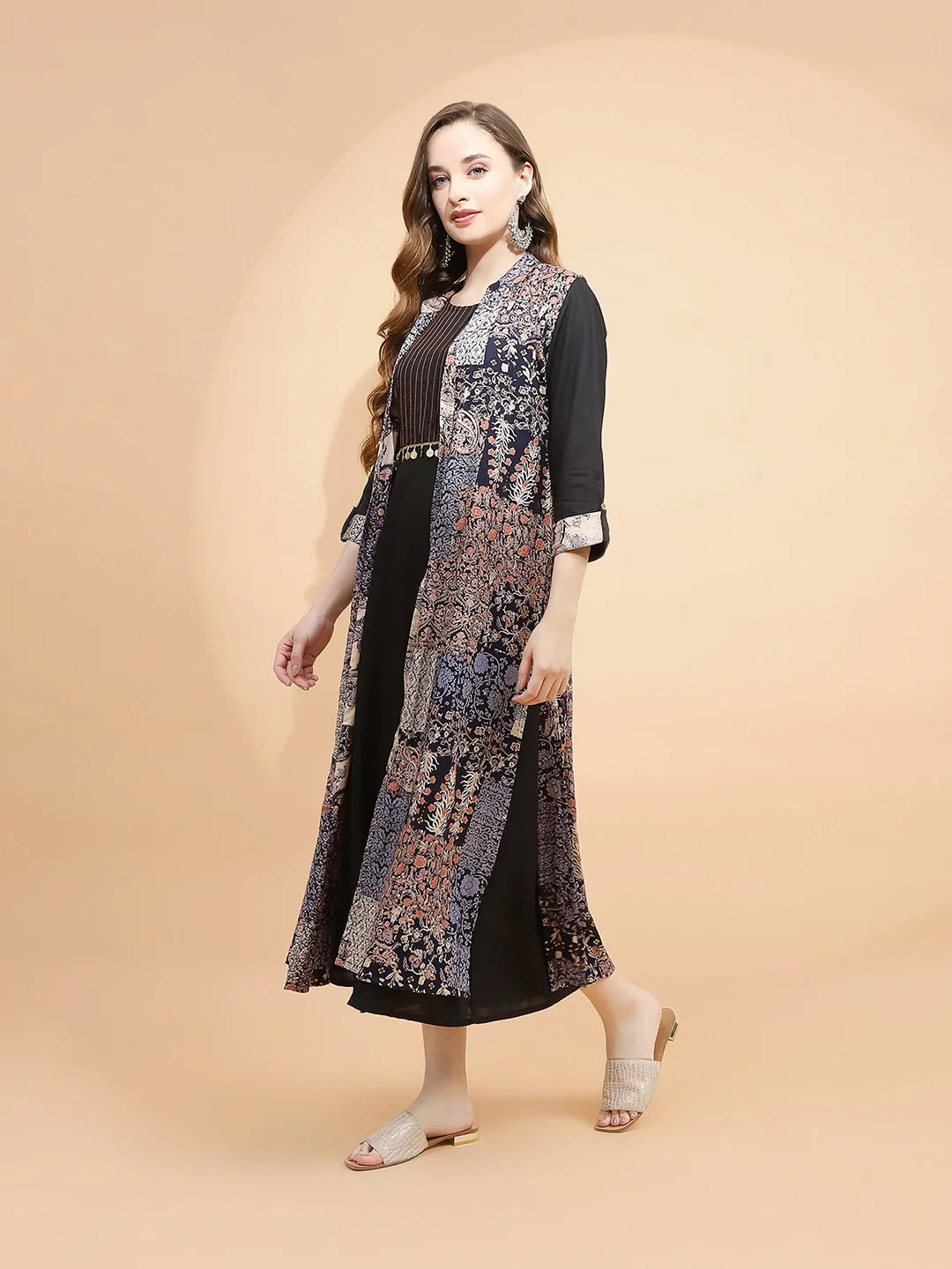 Black Rayon Loose Fit Dress - Global Republic