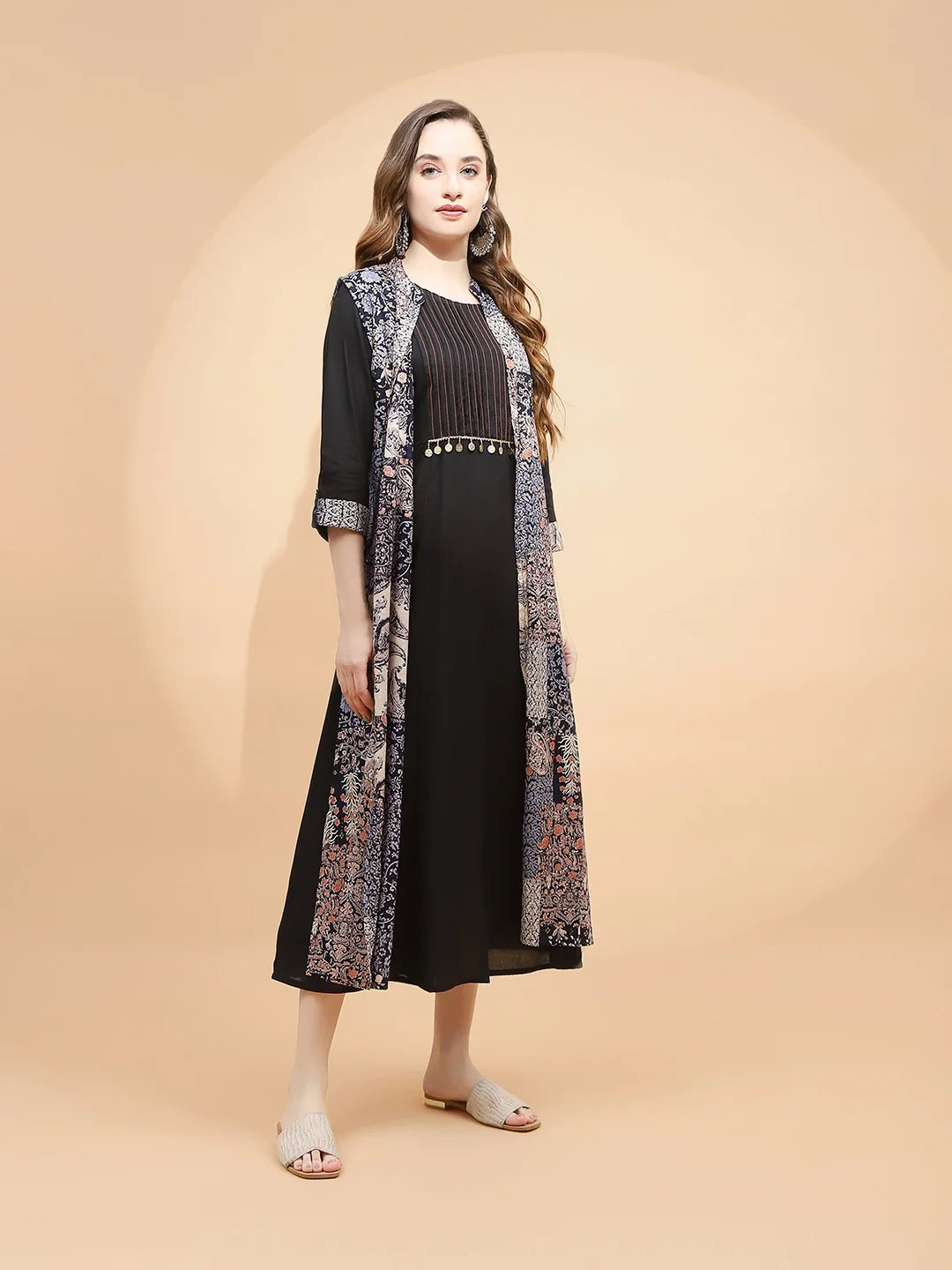 Black Rayon Loose Fit Dress - Global Republic