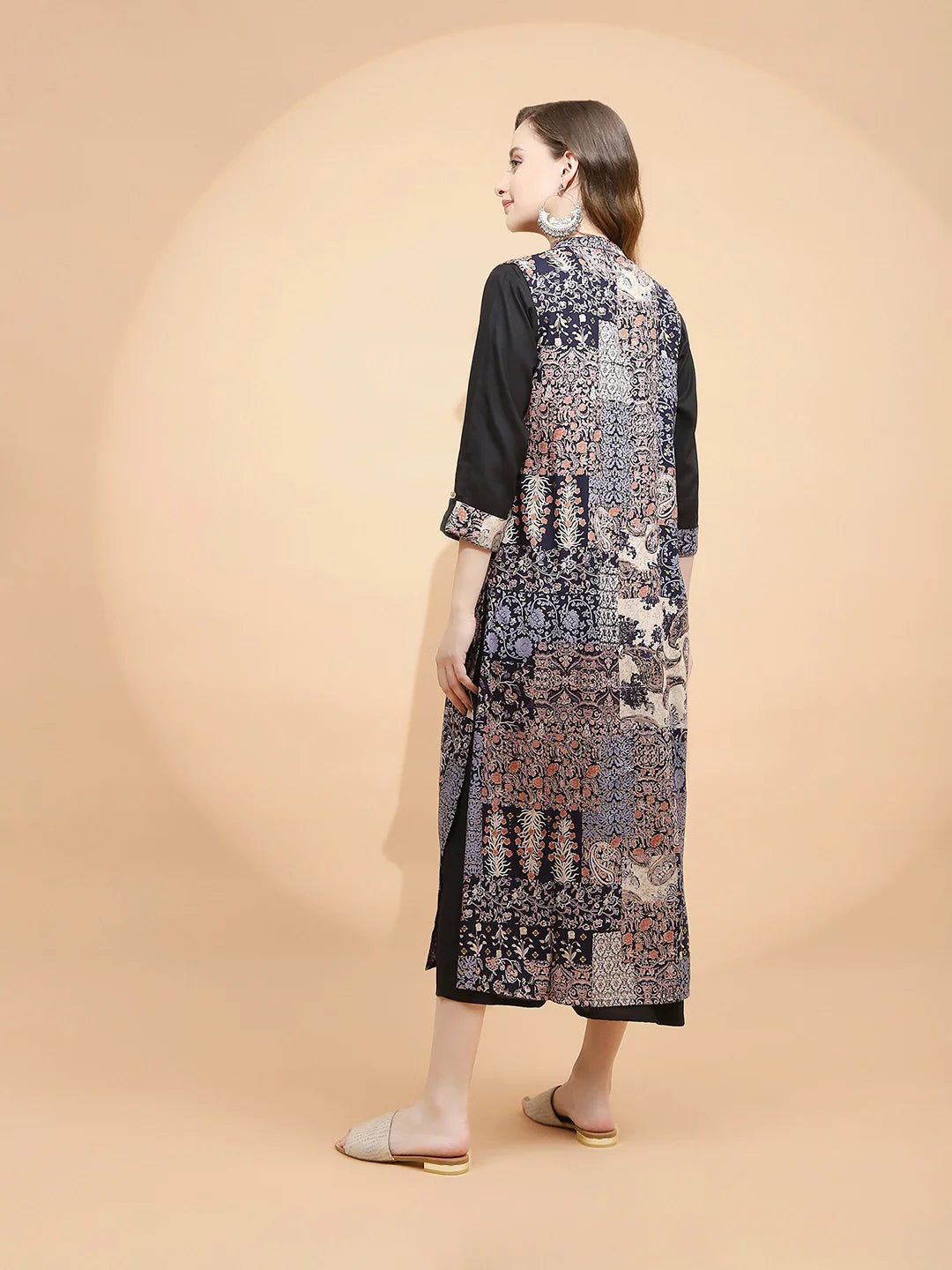 Black Rayon Loose Fit Dress - Global Republic