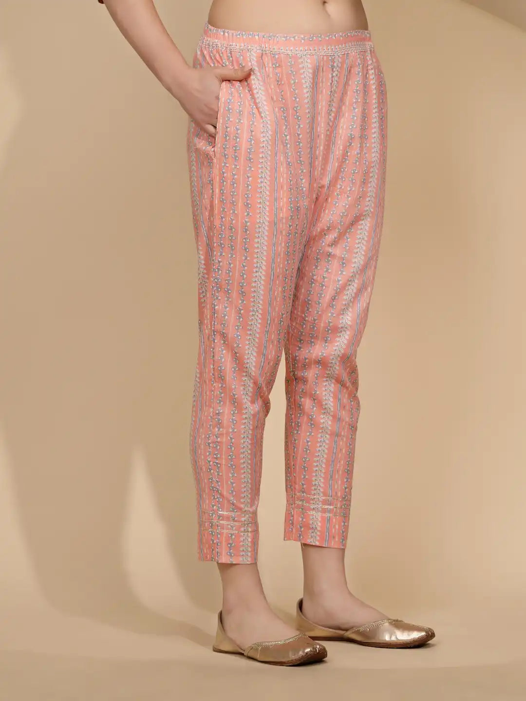 Peach Cotton Regular Fit Kurta Set - Global Republic