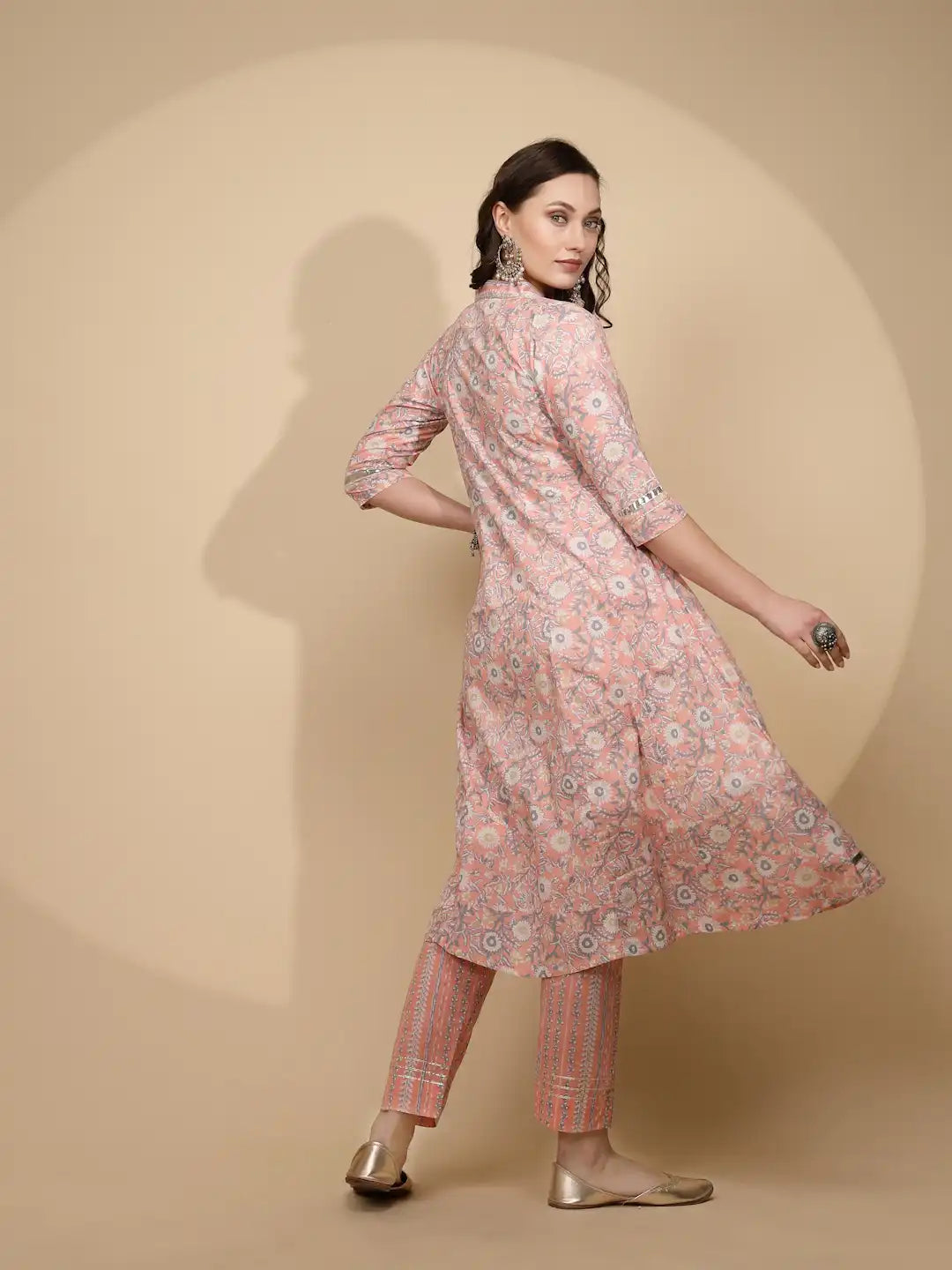 Peach Cotton Regular Fit Kurta Set - Global Republic