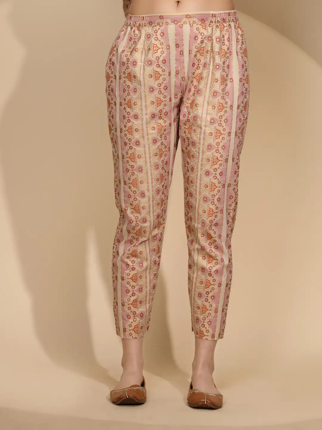 Beige Cotton Regular Fit Kurta Set For Women - Global Republic