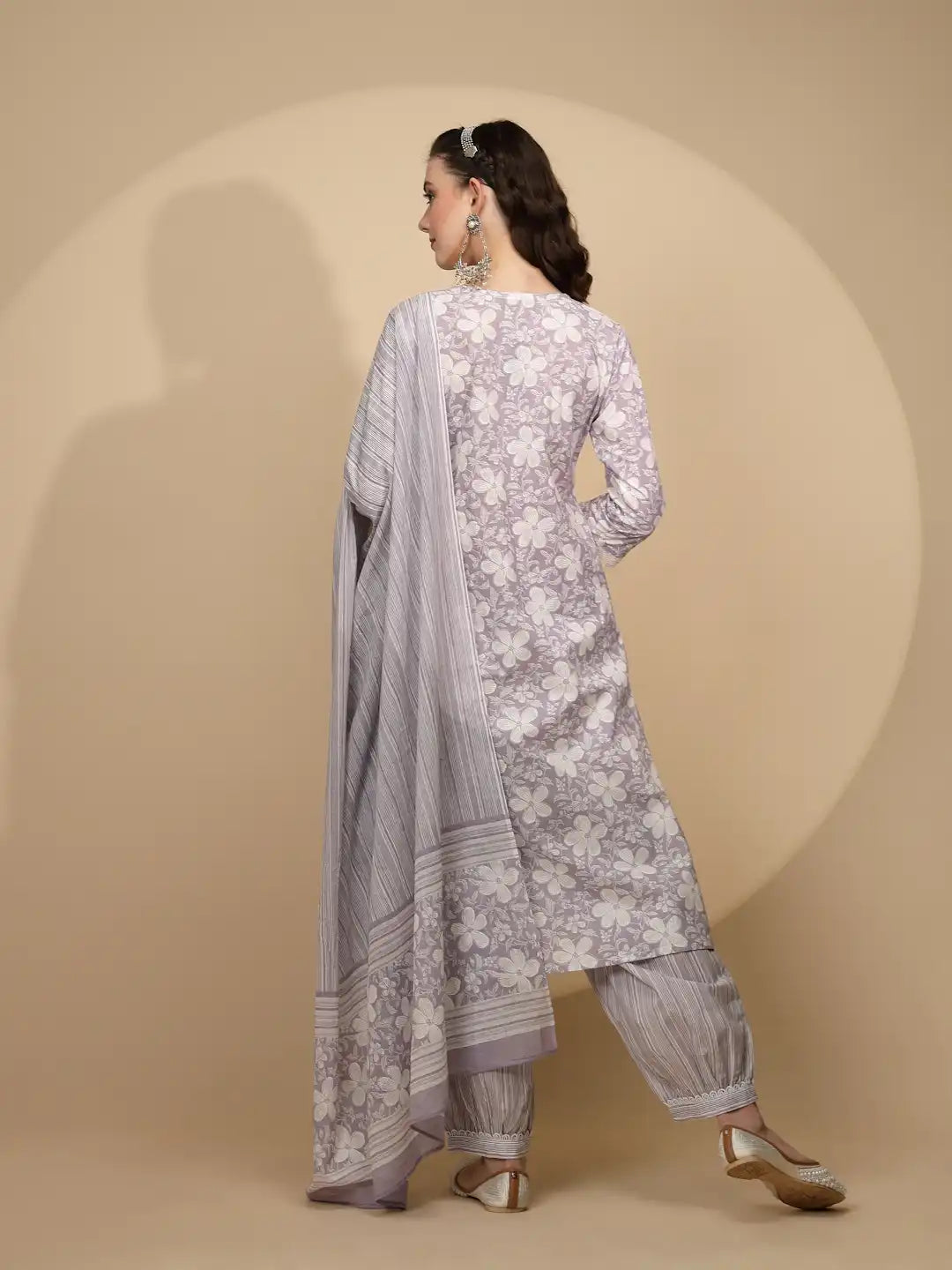 Lilac Cotton Regular Fit Suit Set For Women - Global Republic