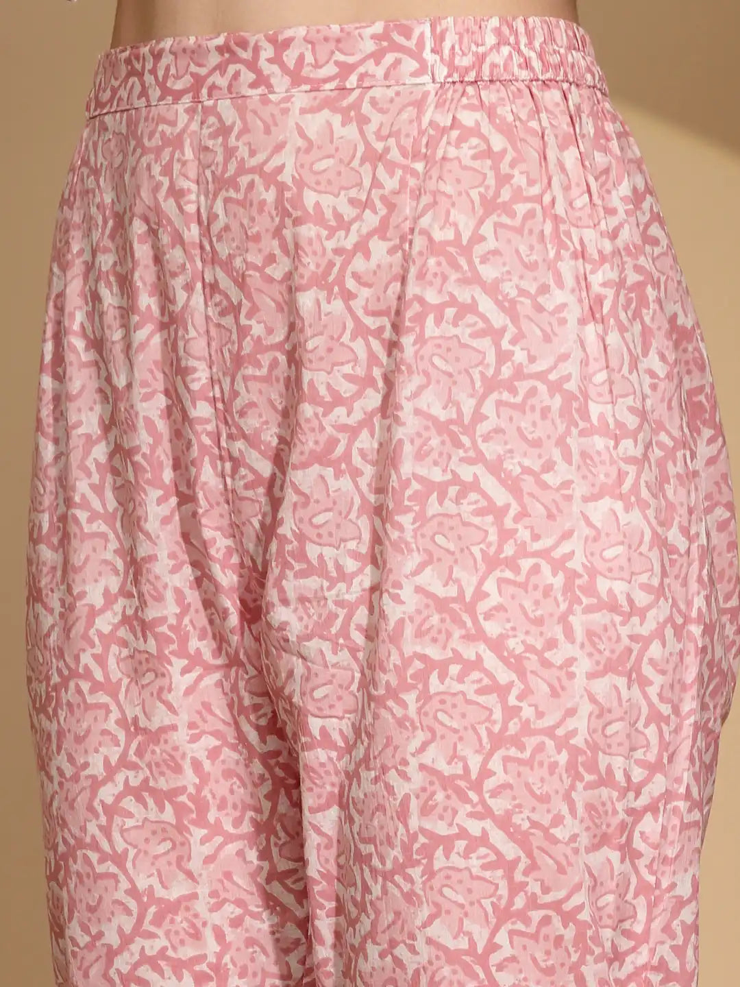 Pink Cotton Regular Fit Suit Set For Women - Global Republic