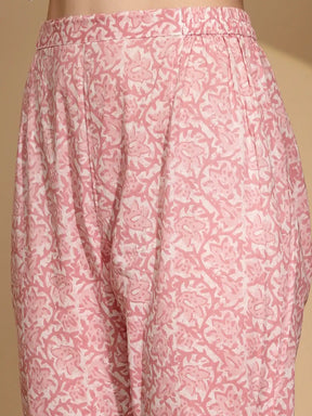 Pink Cotton Regular Fit Suit Set For Women