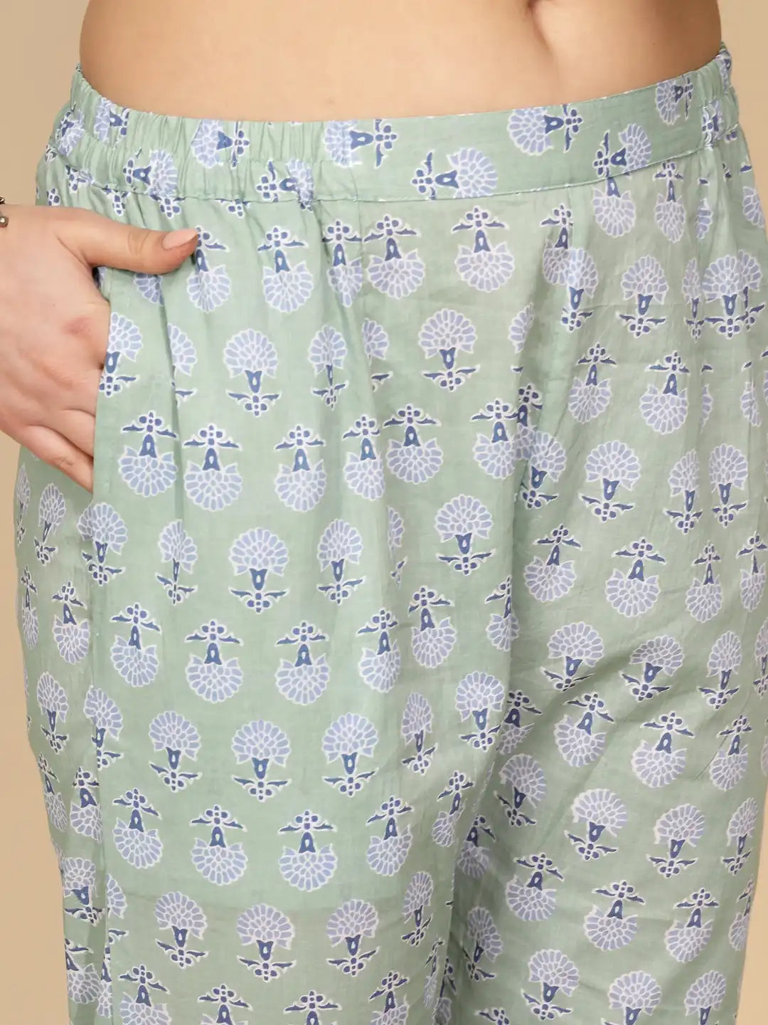 Light Blue Cotton Regular Fit Kurta Set For Women - Global Republic