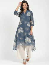 Grey Printed A-Line Kurta Set