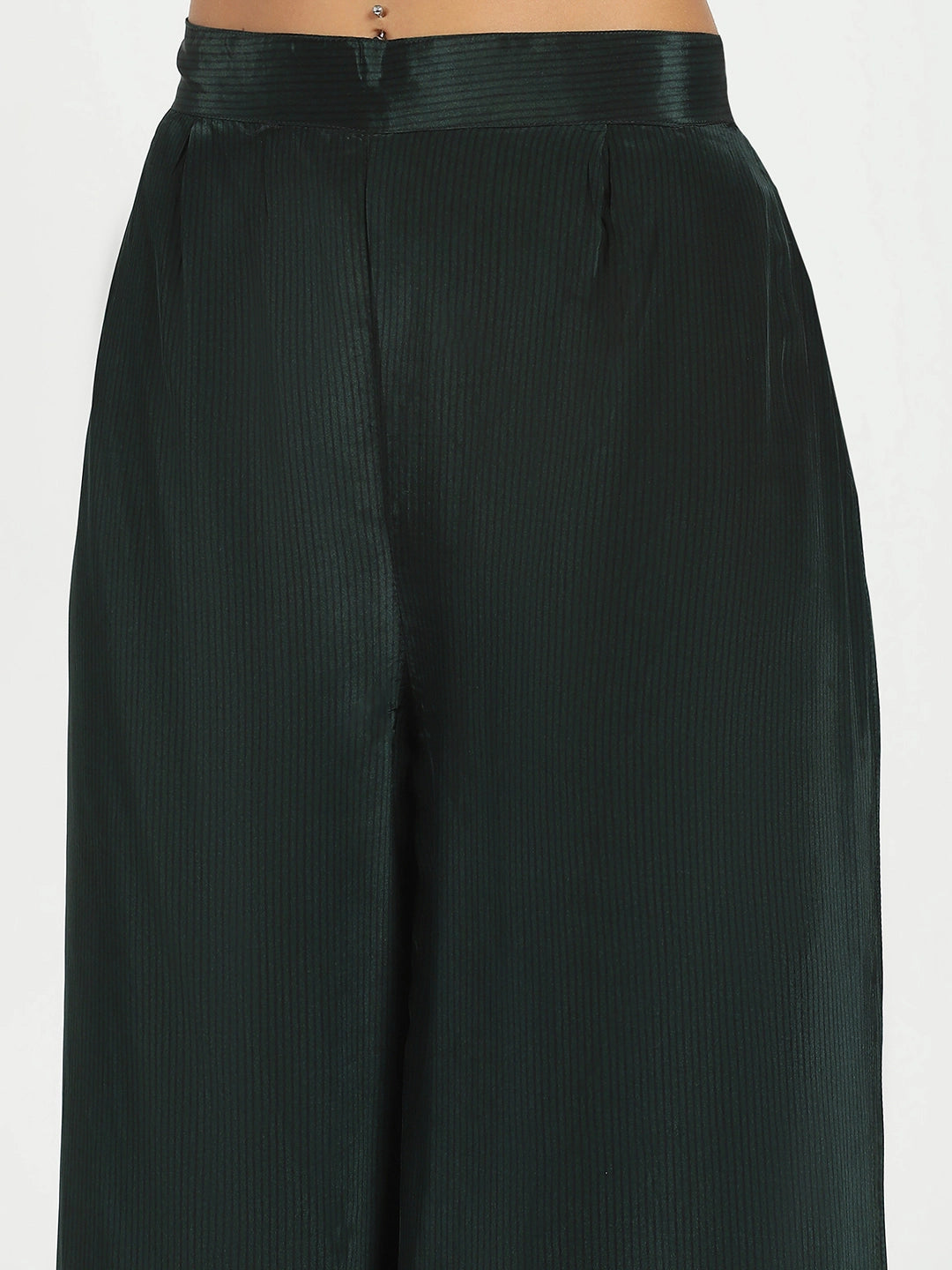 Green Abstract Crepe Kurta Set