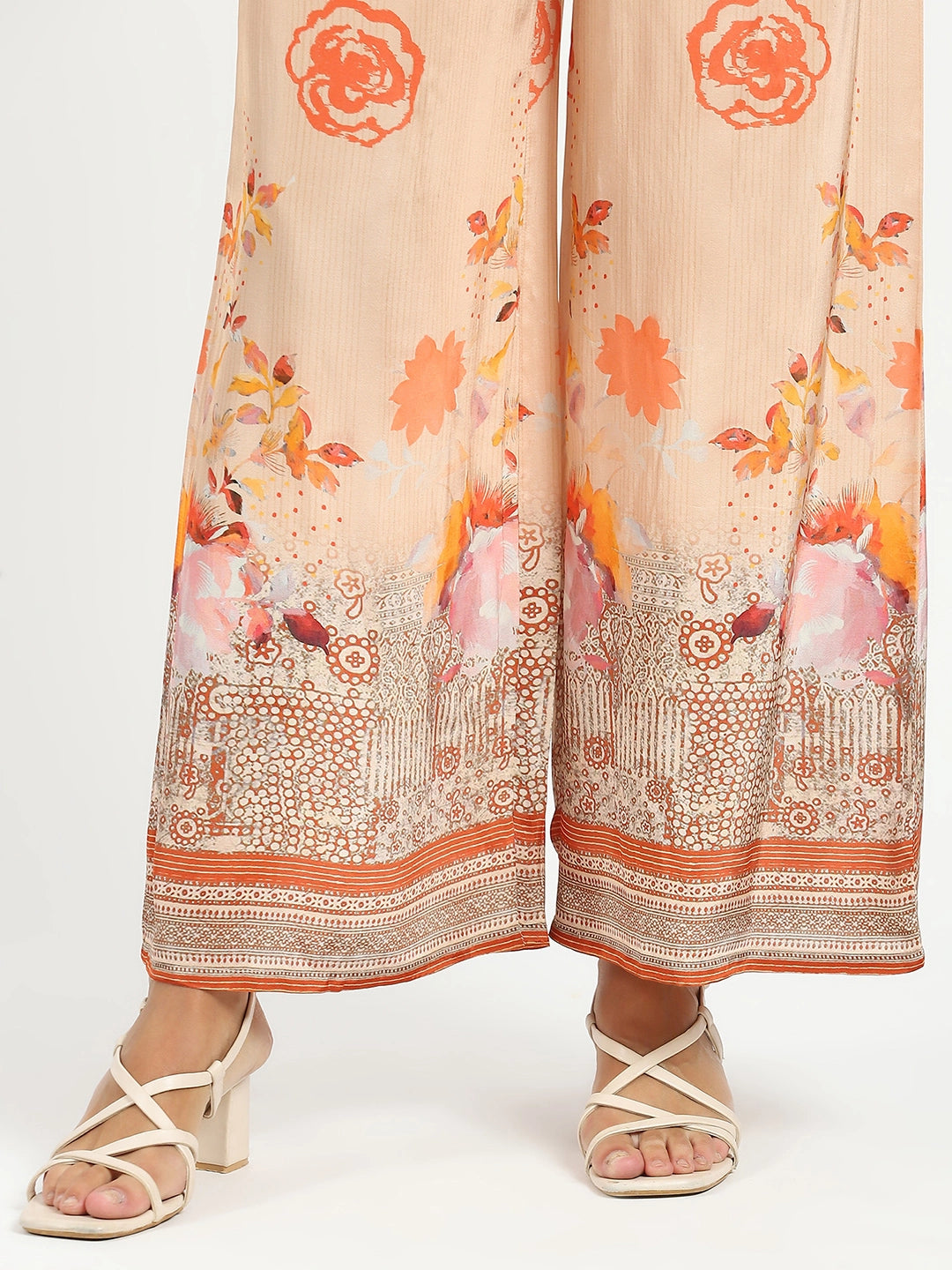 Orange Abstract Crepe Kurta Set - Global Republic