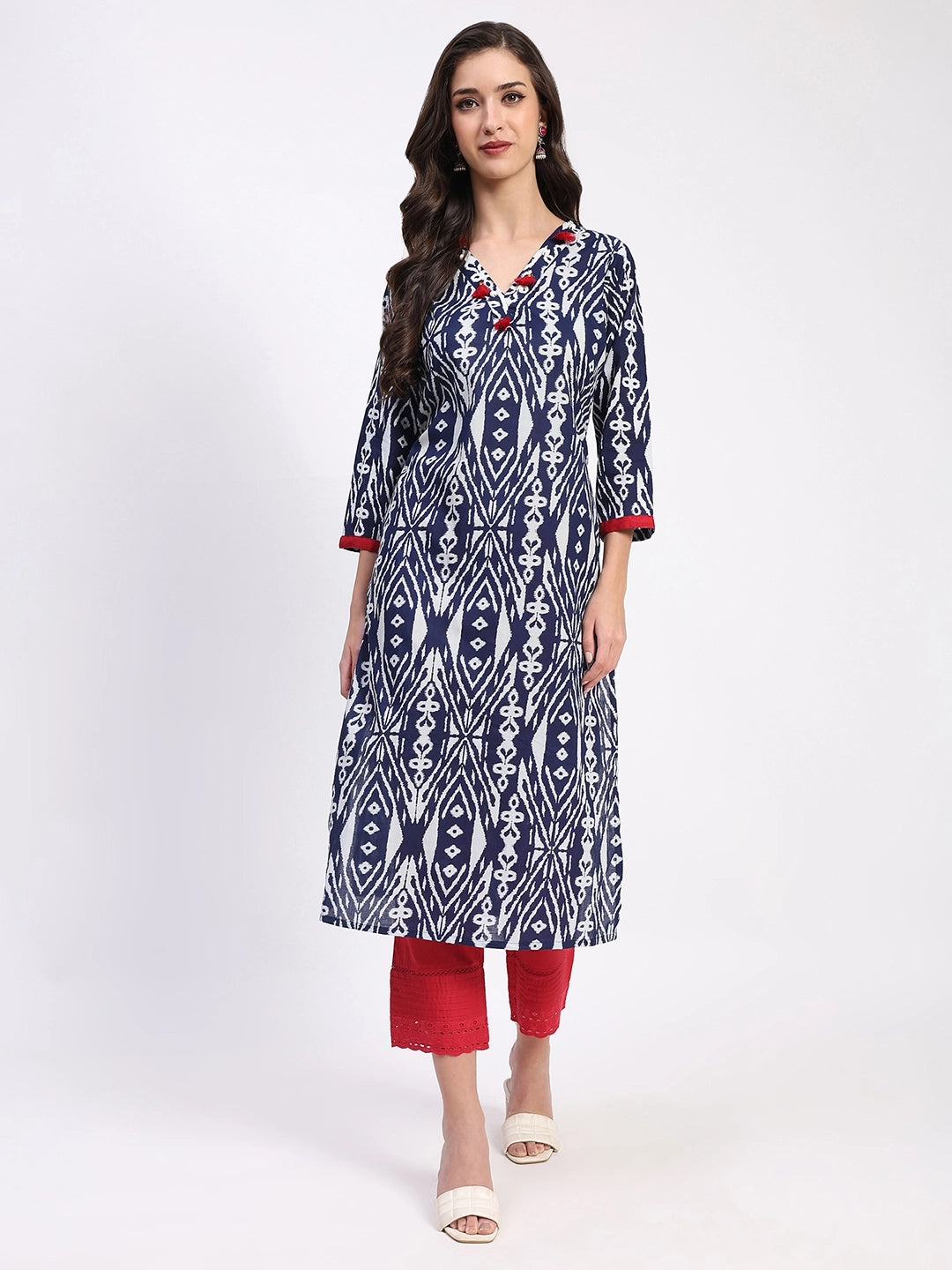 Indigo Cotton Printed Kurta