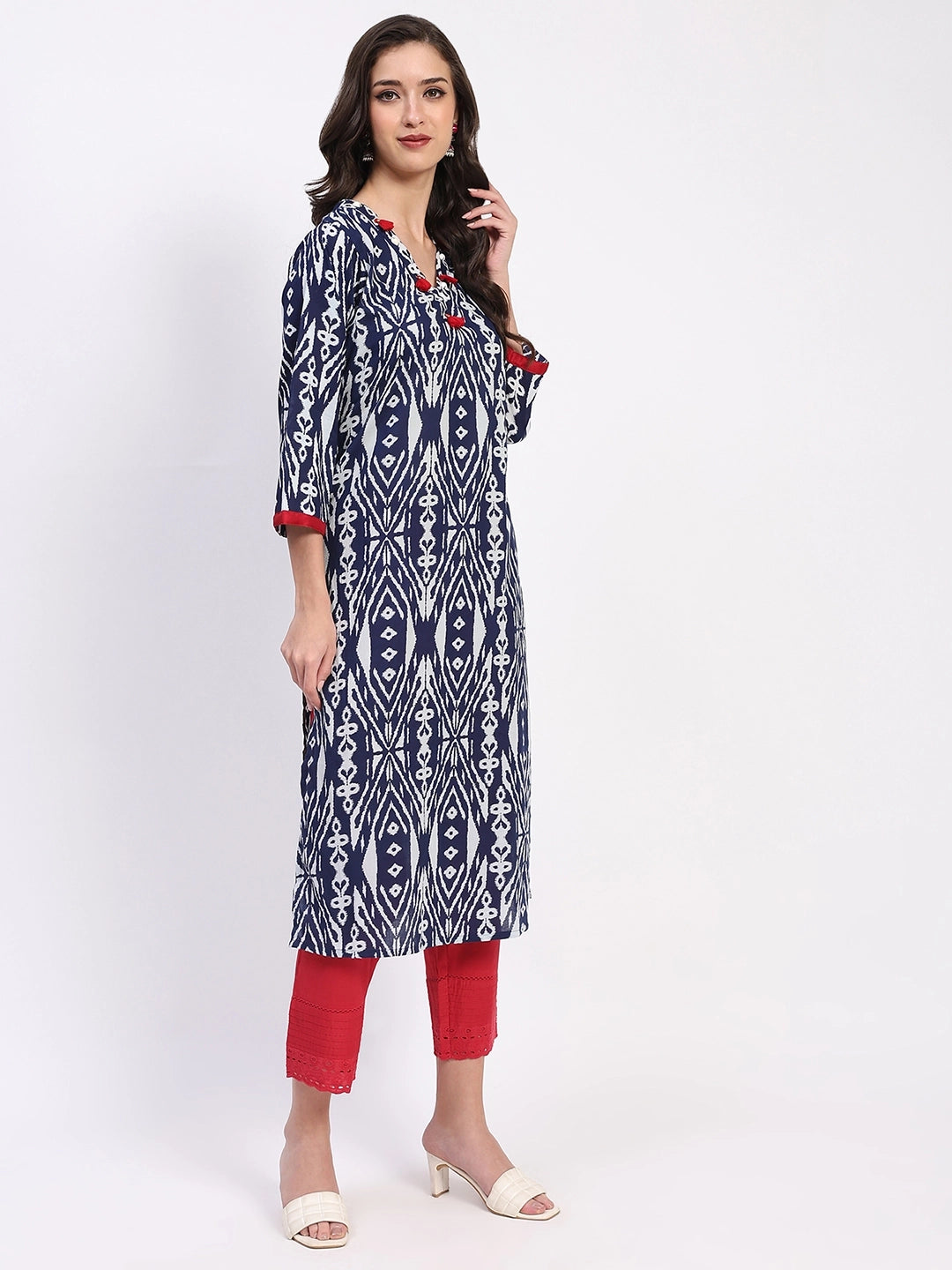 Indigo Cotton Printed Kurta
