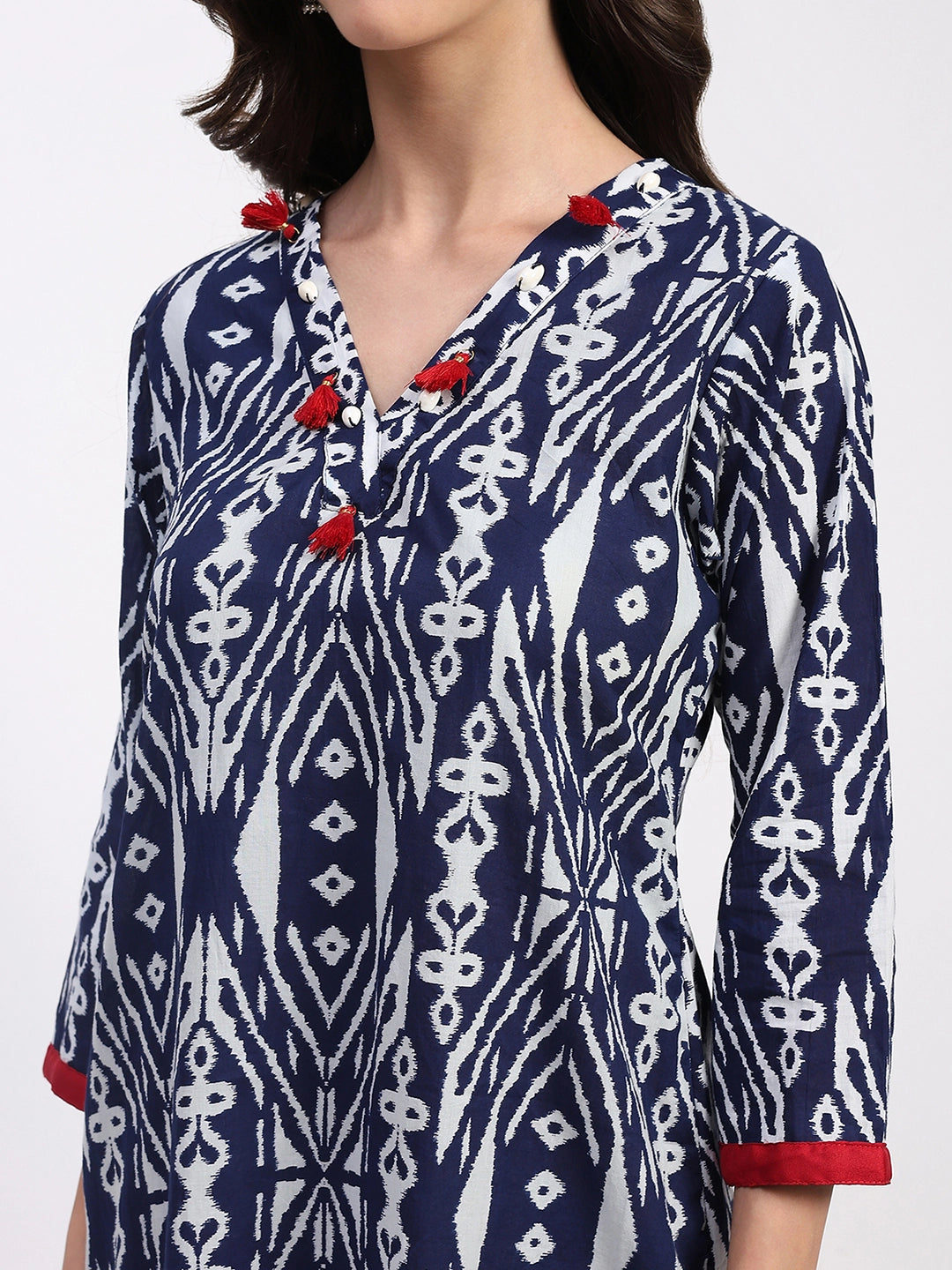 Indigo Cotton Printed Kurta
