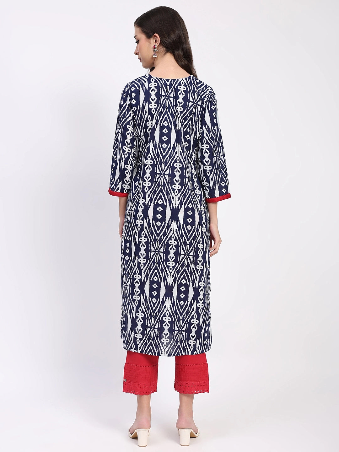 Indigo Cotton Printed Kurta