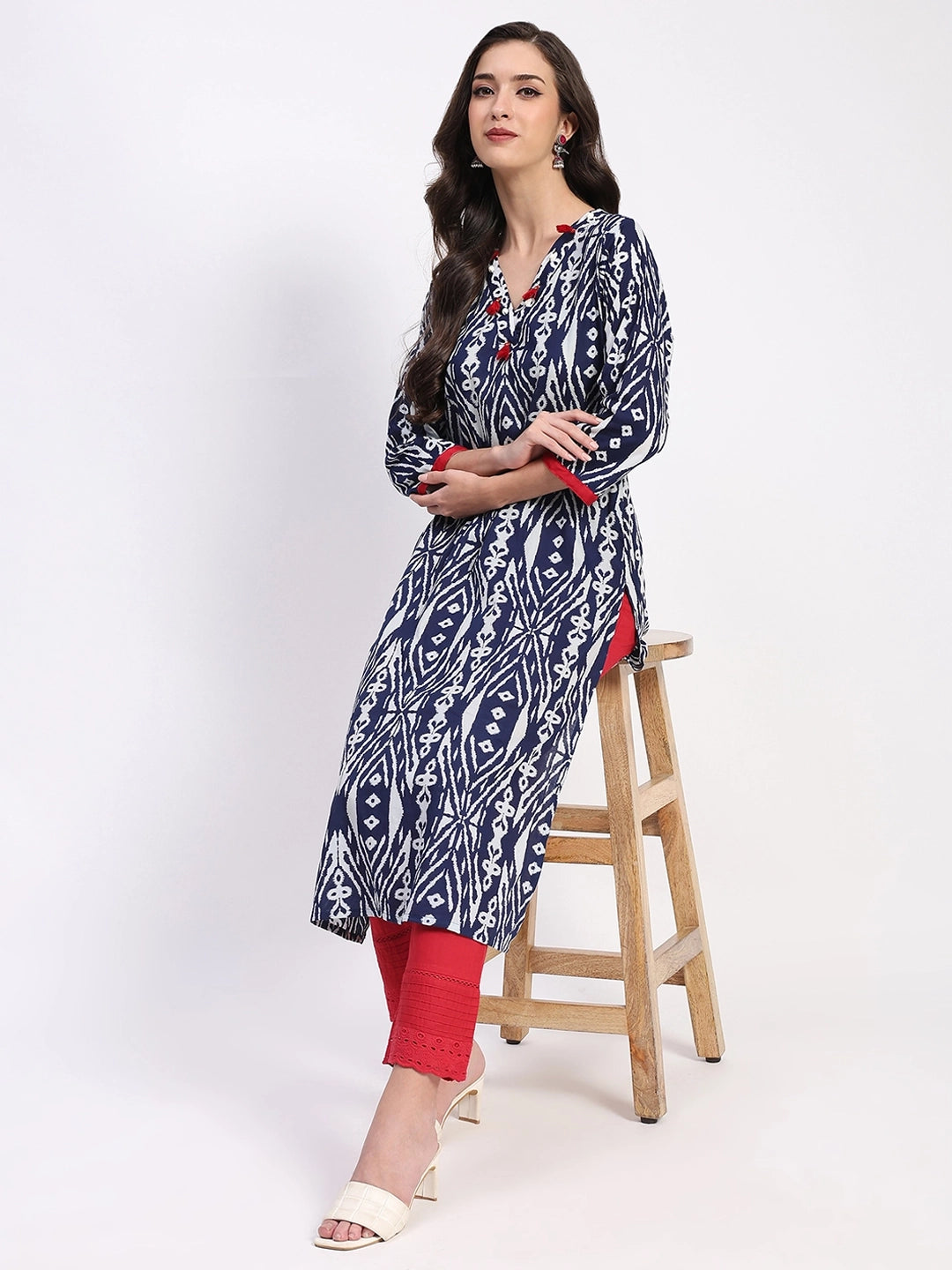 Indigo Cotton Printed Kurta - Global Republic