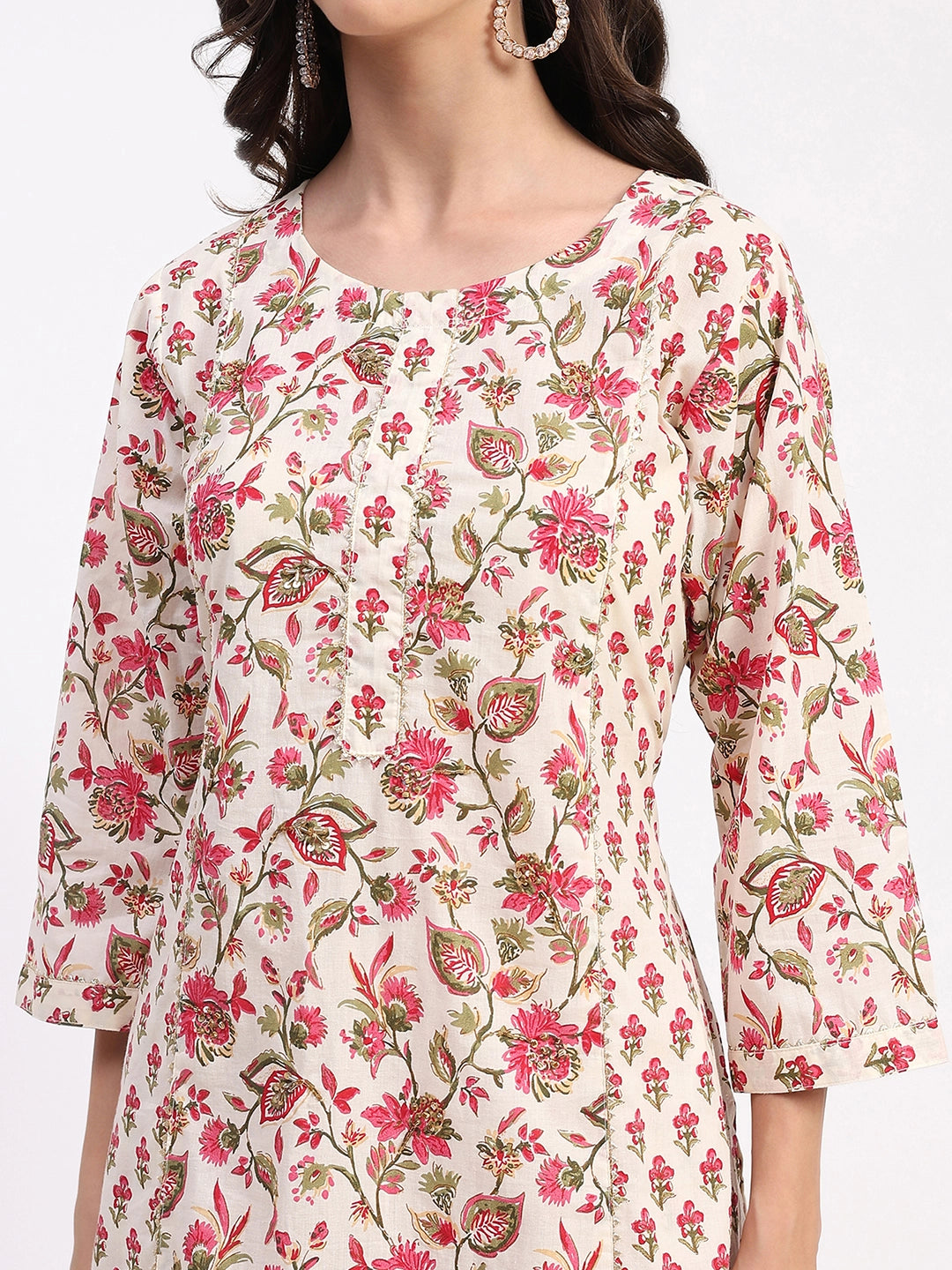 White & Red Cotton Afghani Suit Set - Global Republic