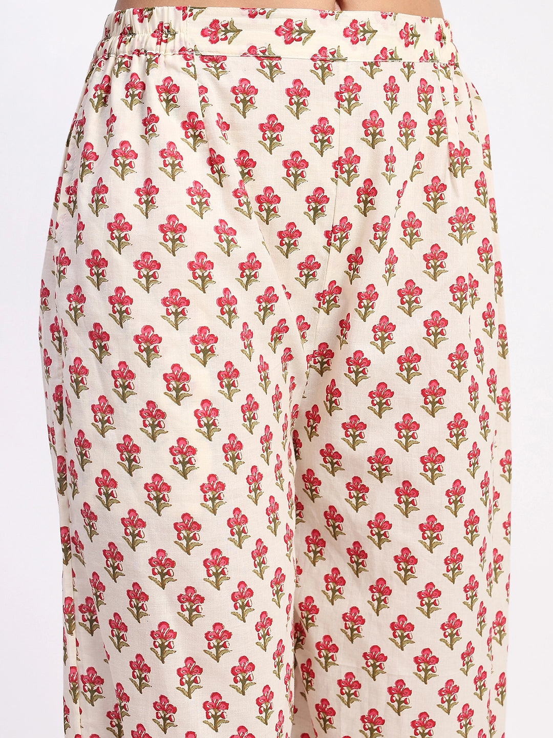 White & Red Cotton Afghani Suit Set - Global Republic