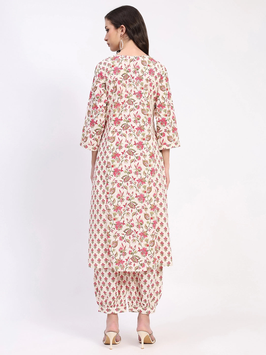 White & Red Cotton Afghani Suit Set - Global Republic