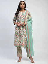 Green Floral Embroidered Suit Set