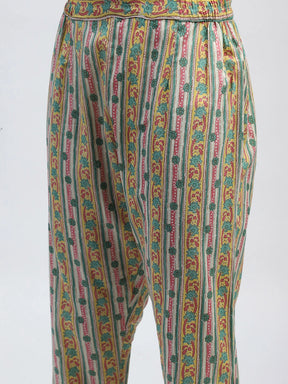 Green Floral Embroidered Suit Set